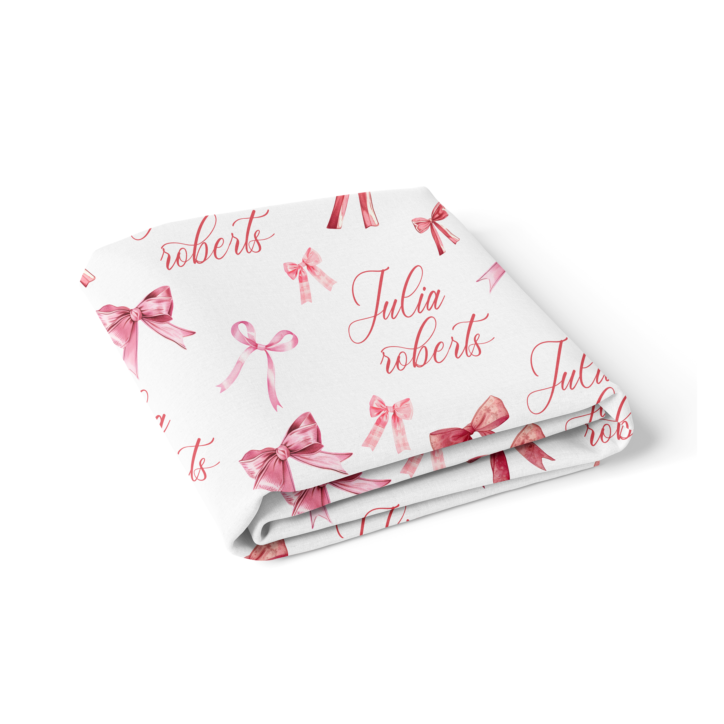 Personalized Crib Sheet in White Coquette Bow