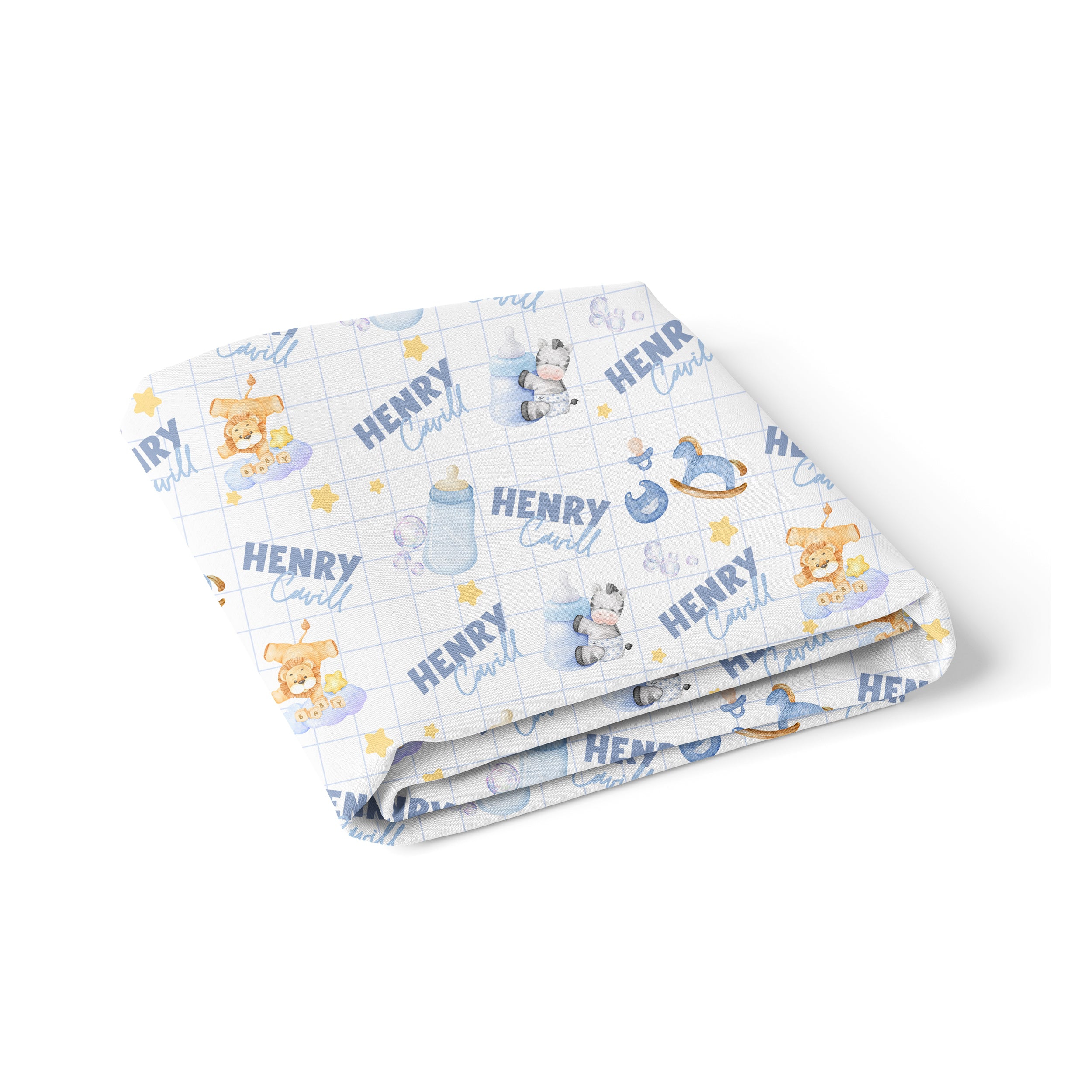 Personalized Crib Sheet in Blue Milk Drunk