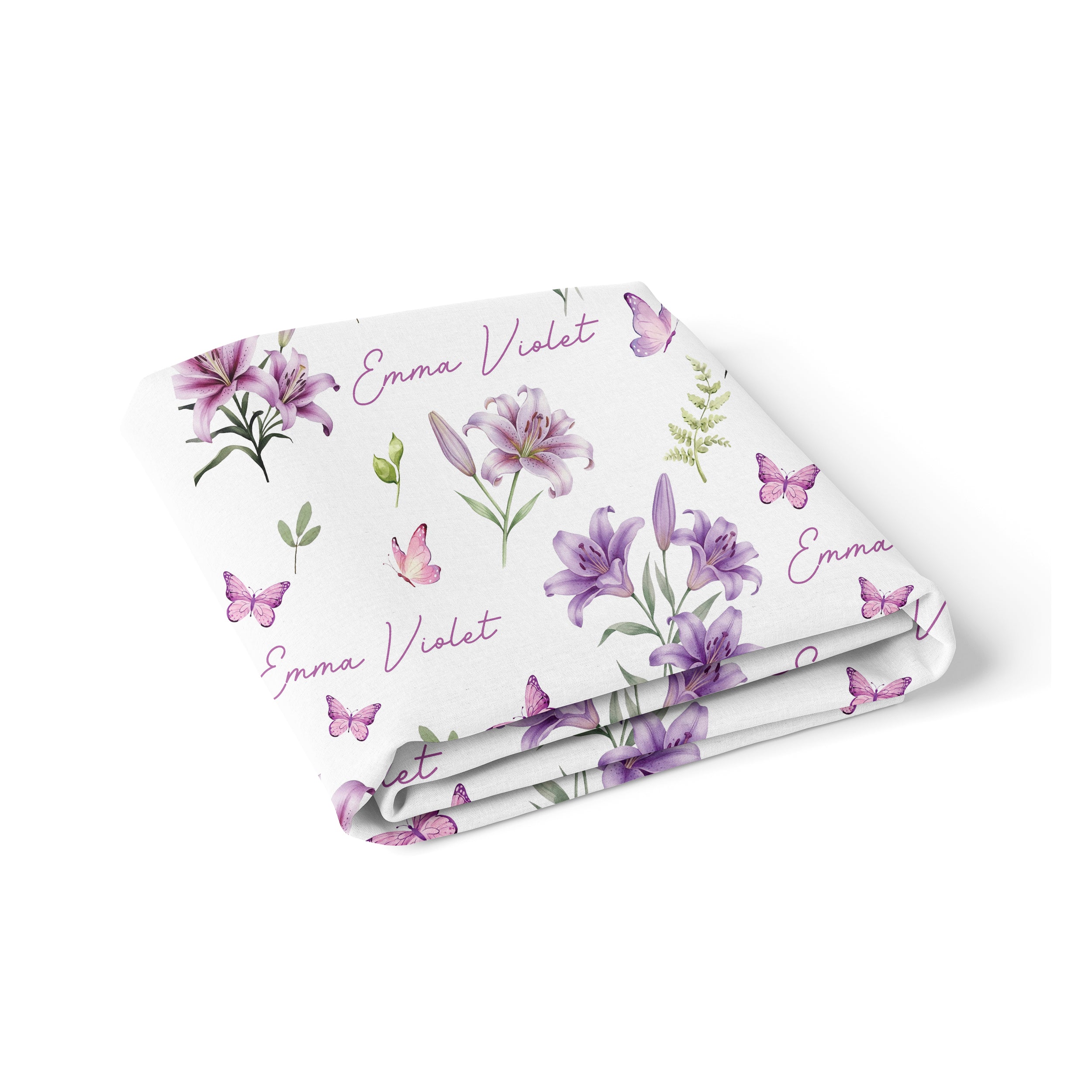 Personalized Crib Sheet in Purple Lilys