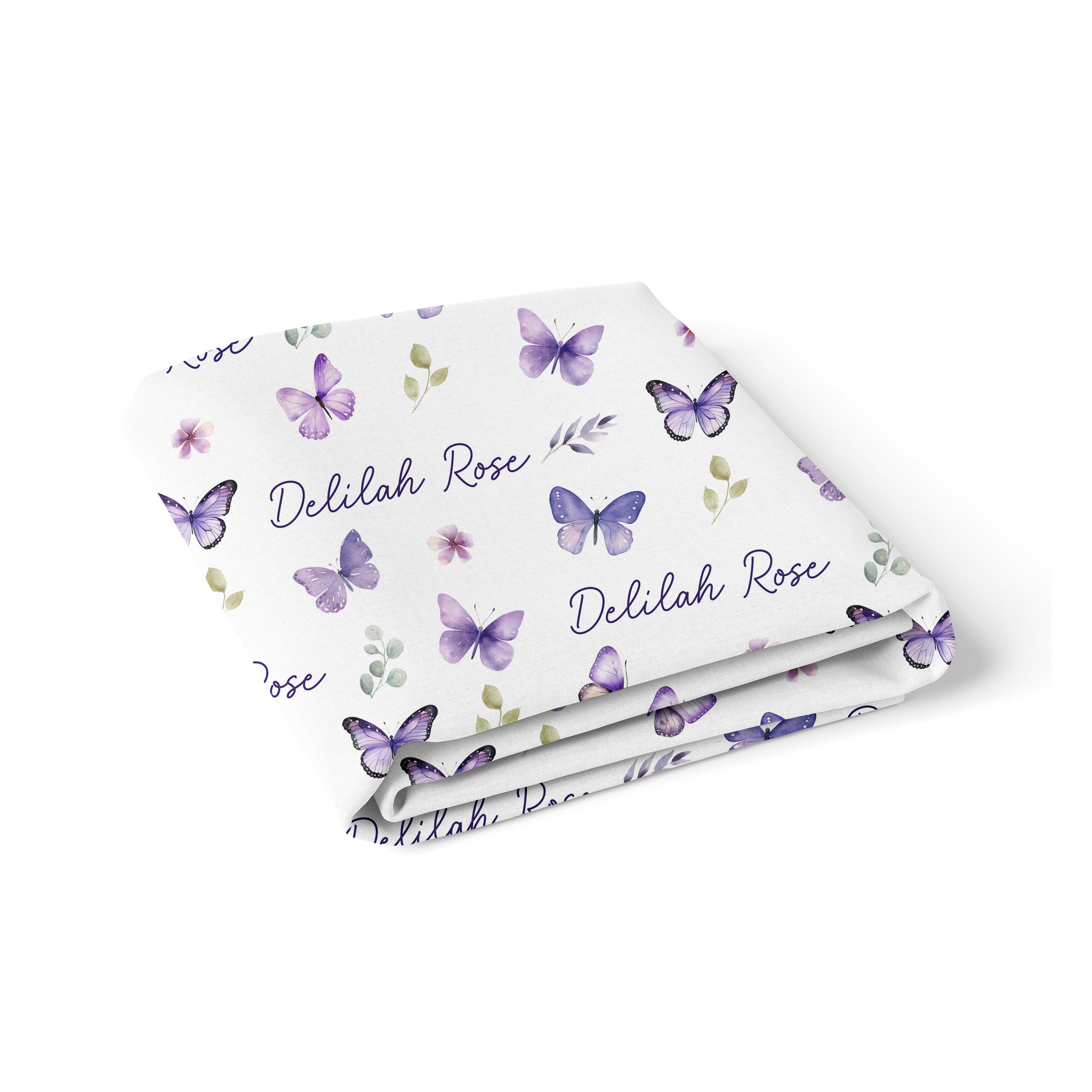 Personalized Crib Sheet in Purple Butterfly