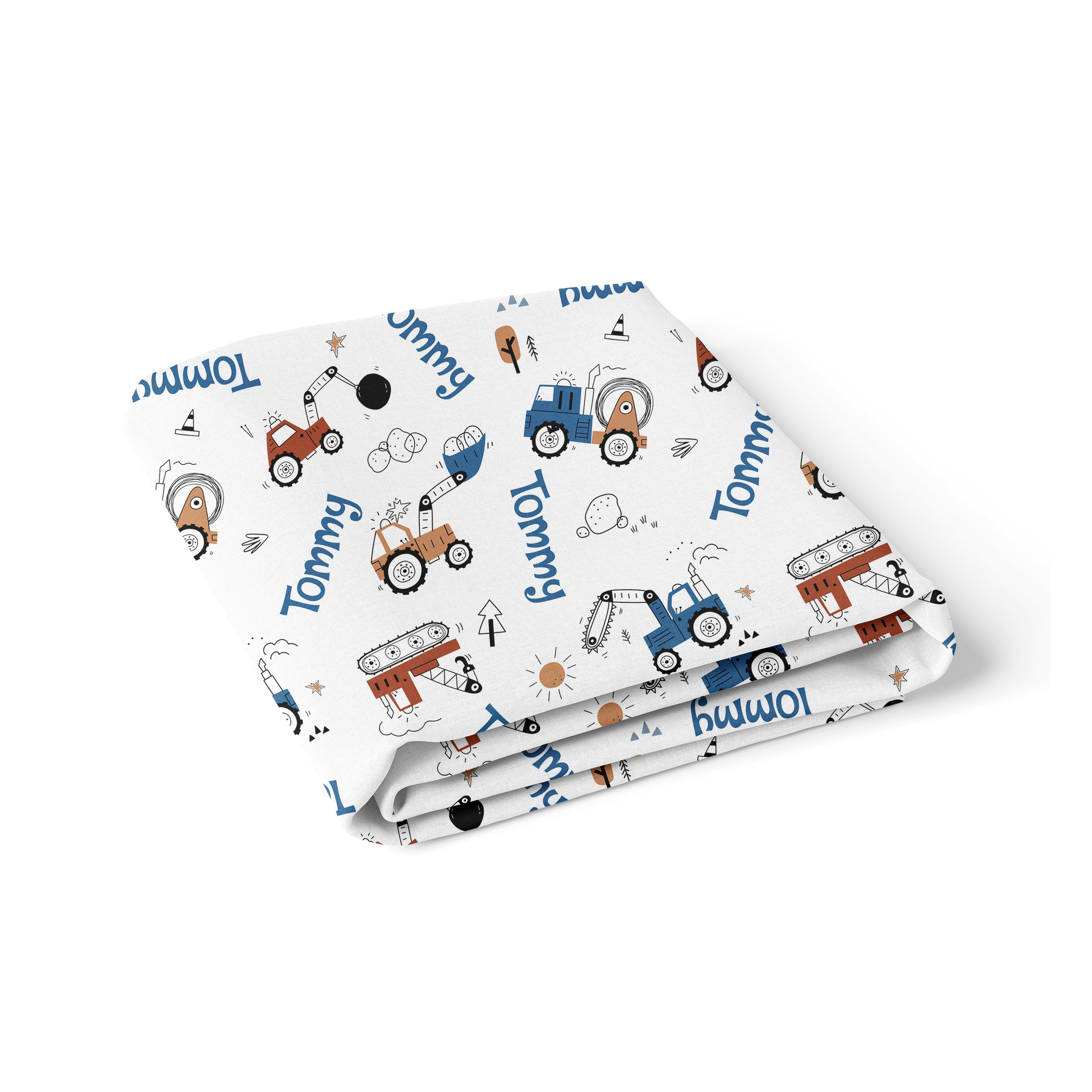 Personalized Crib Sheet in Construction Vehicle