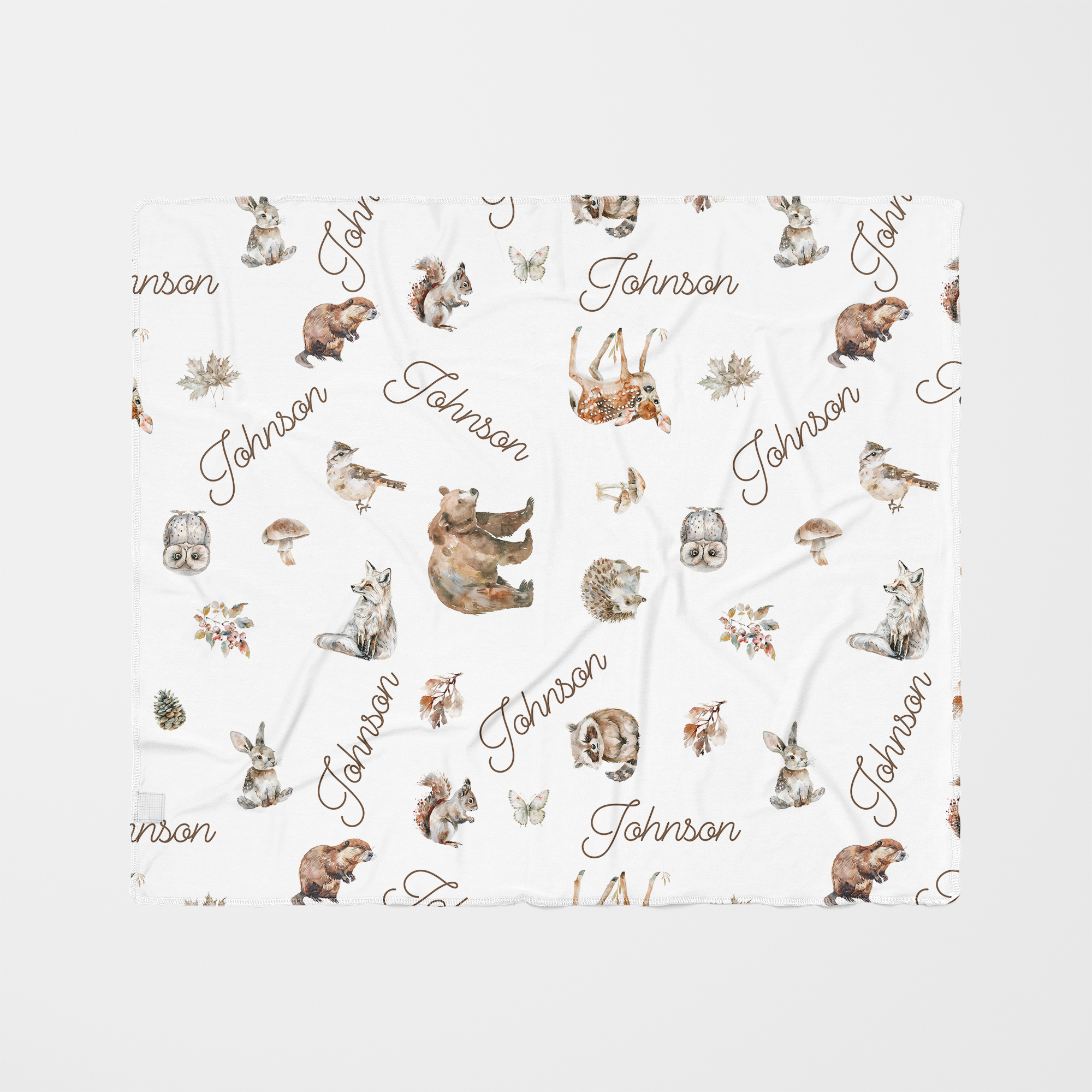 Personalized Swaddle in Woodland Animals
