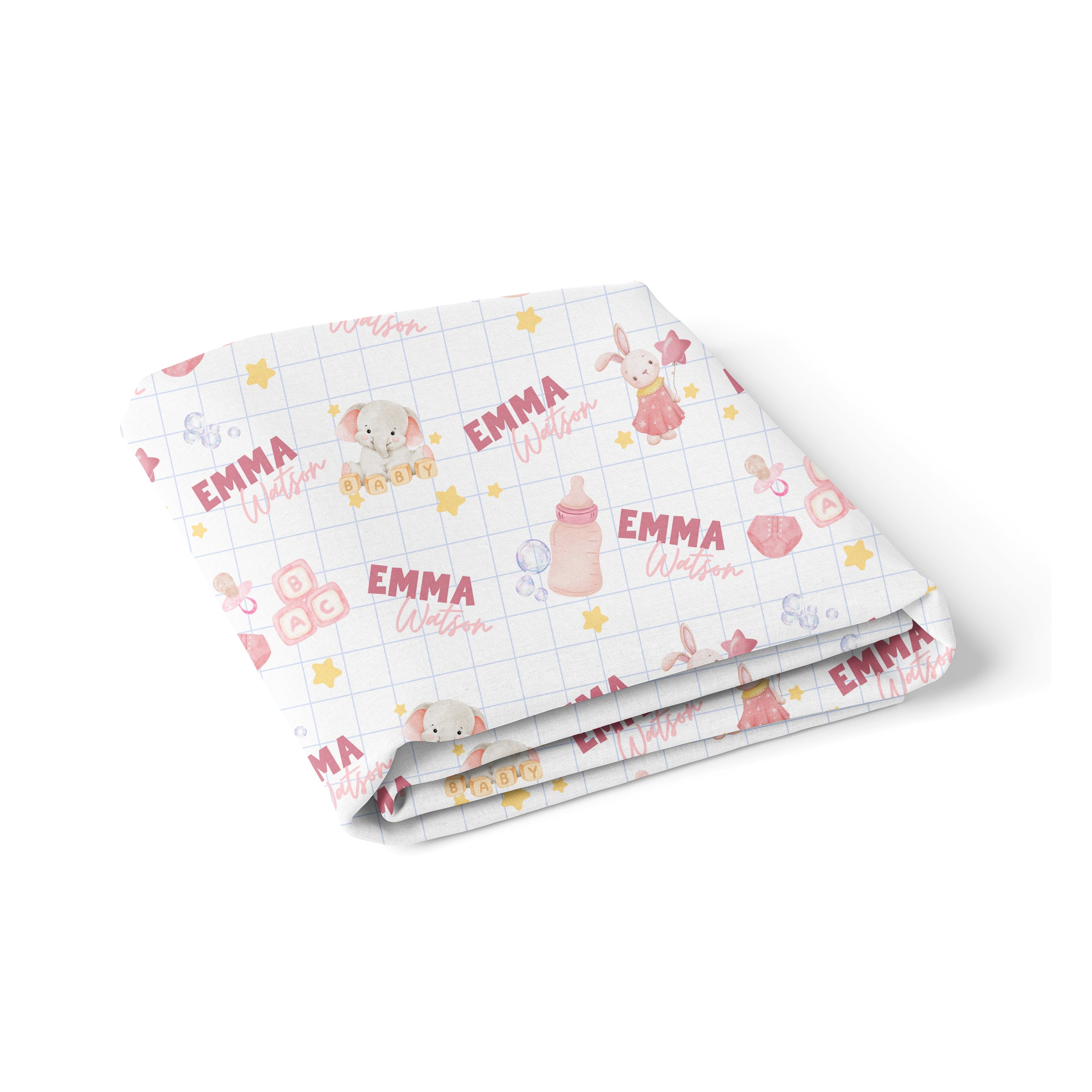 Personalized Crib Sheet in Pink Milk Drunk