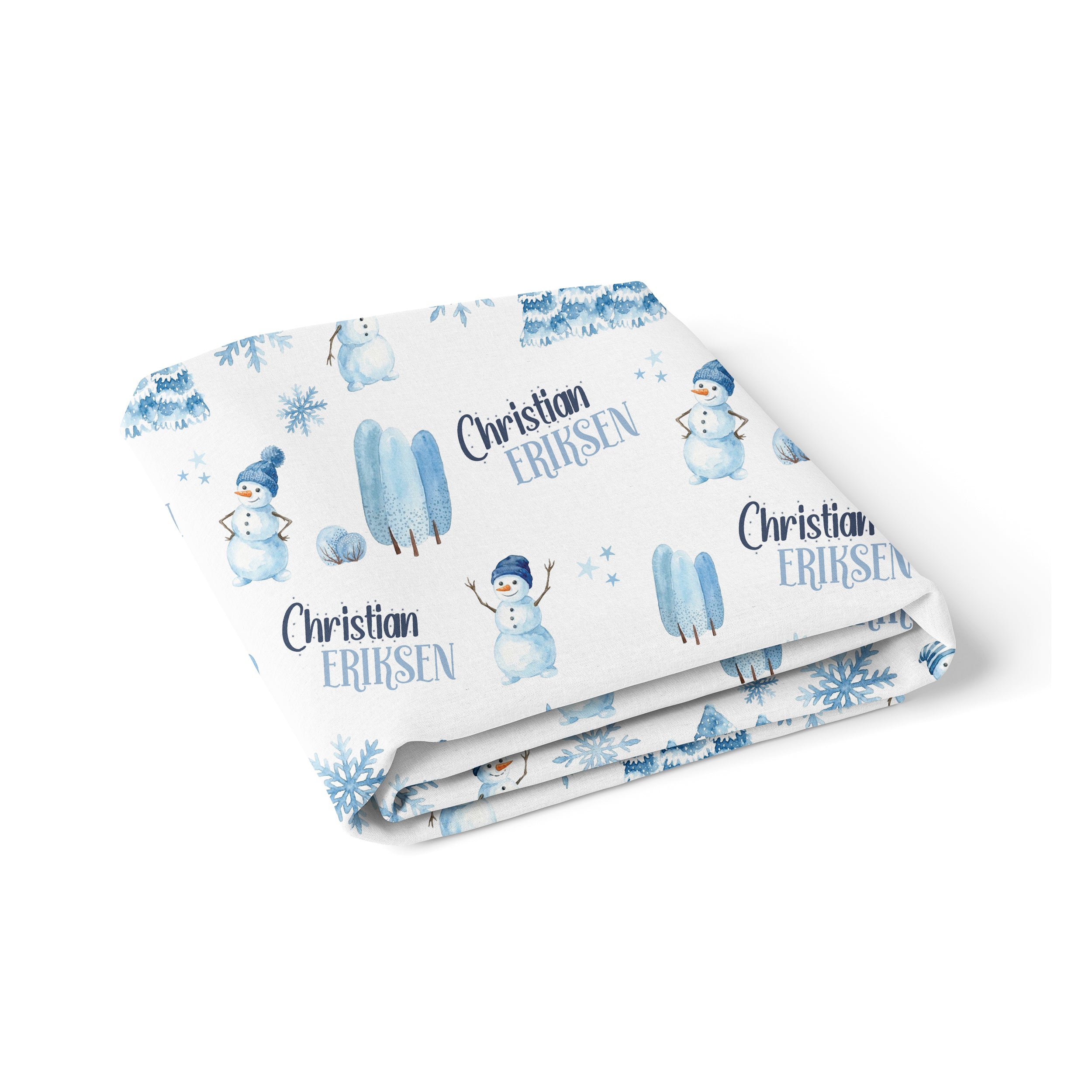 Personalized Crib Sheet in Snowman