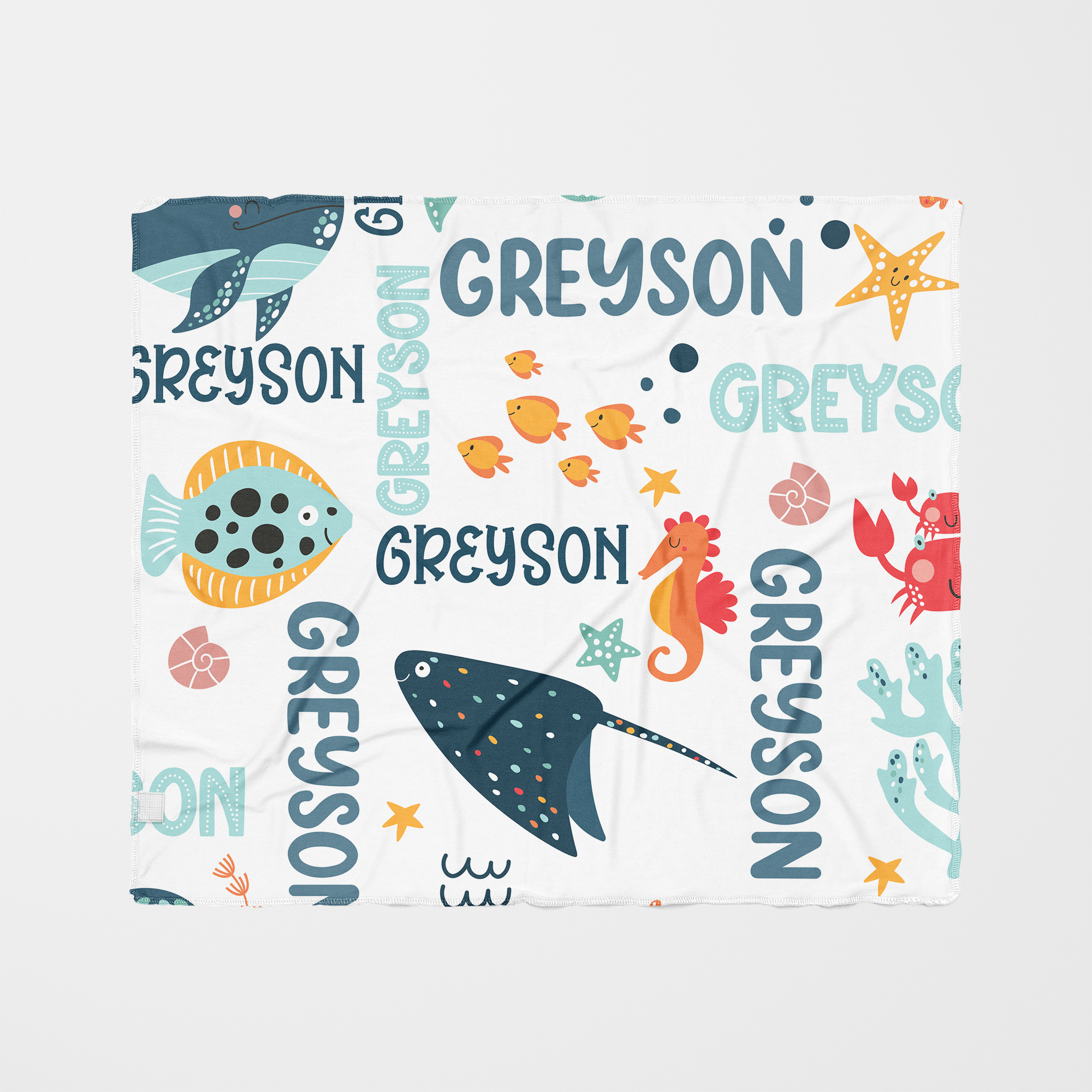 Personalized Swaddle in Ocean Animals