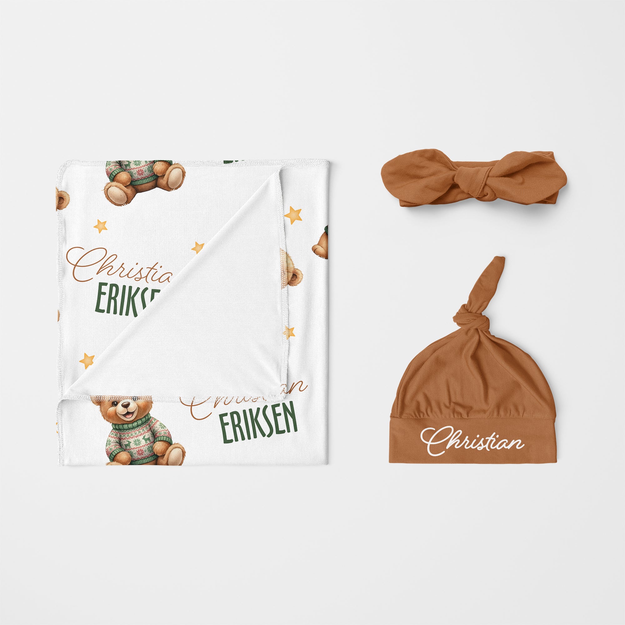 Personalized Knotted Headband in Warm Brown