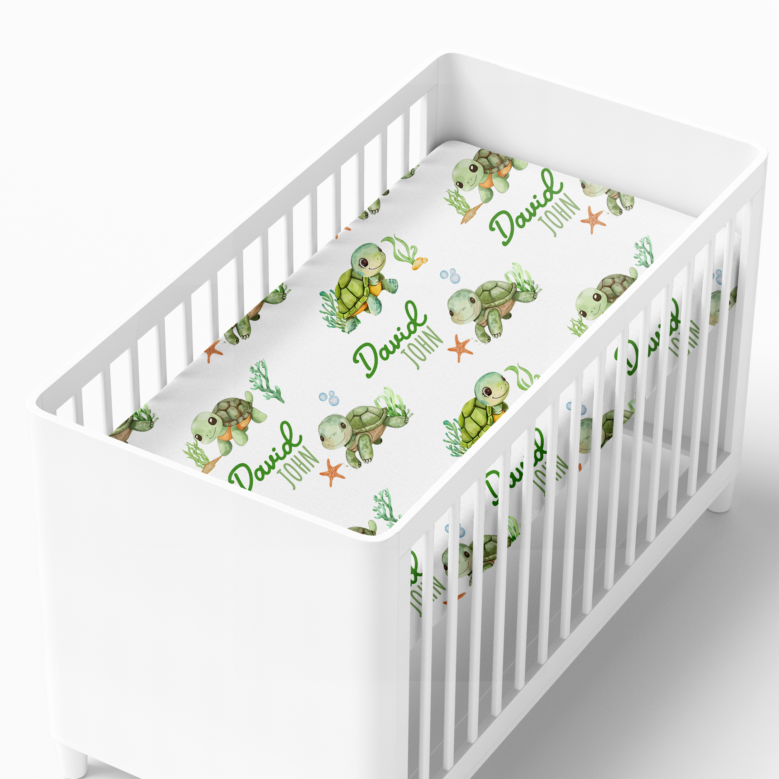 Personalized Crib Sheet in Sea Turtle