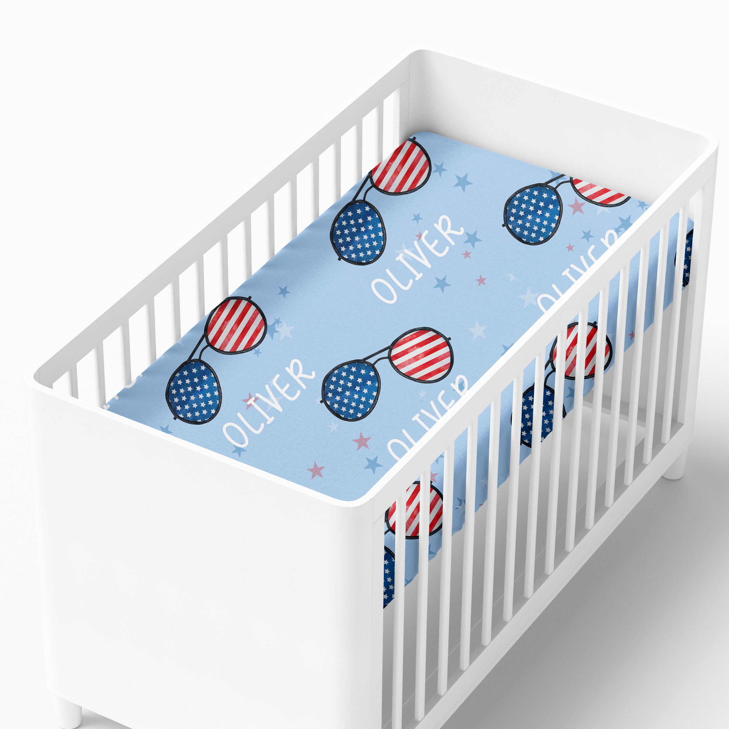 Personalized Crib Sheet in Patriotic