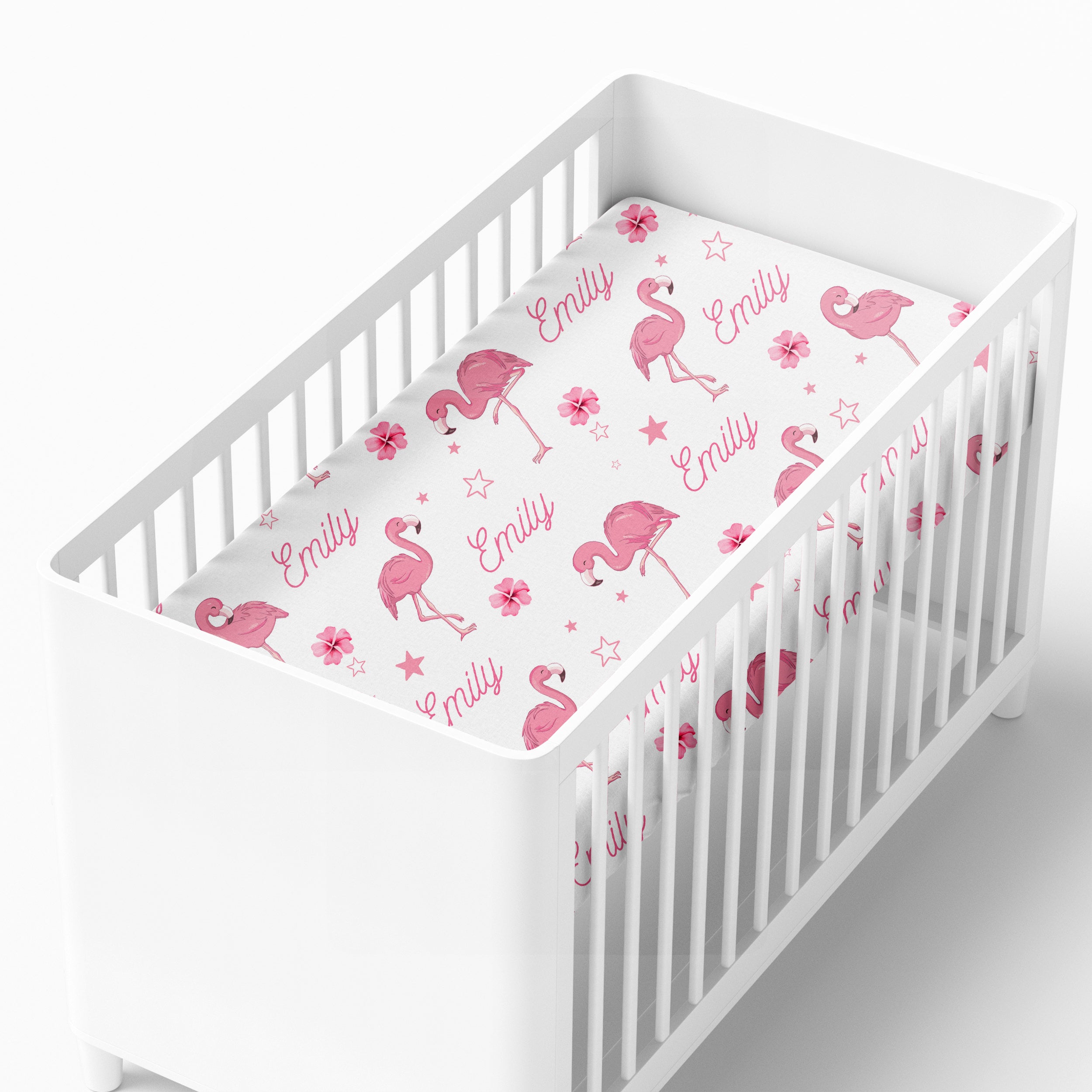 Personalized Crib Sheet in Flamingo