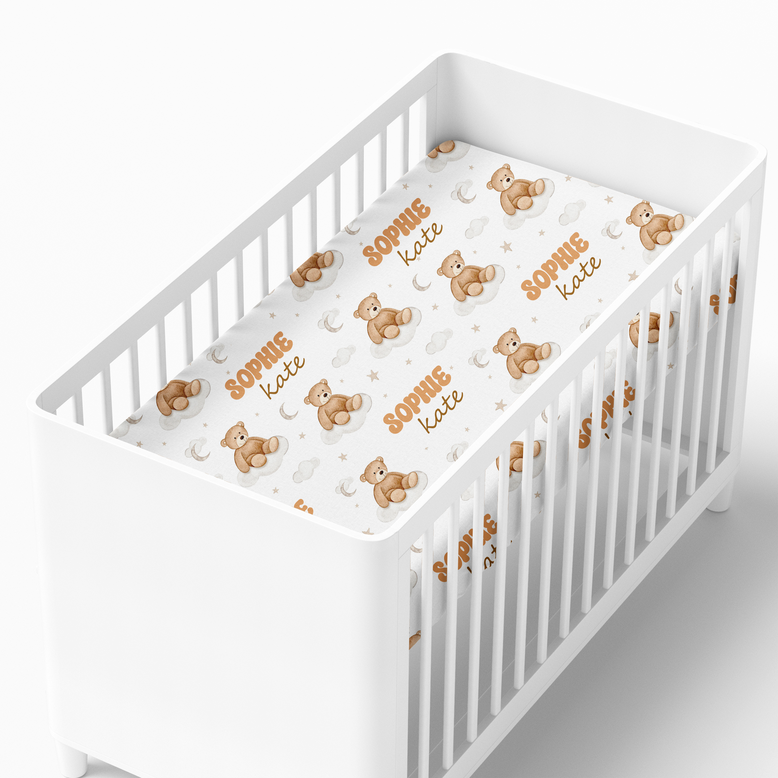 Personalized Crib Sheet in Teddy Bear