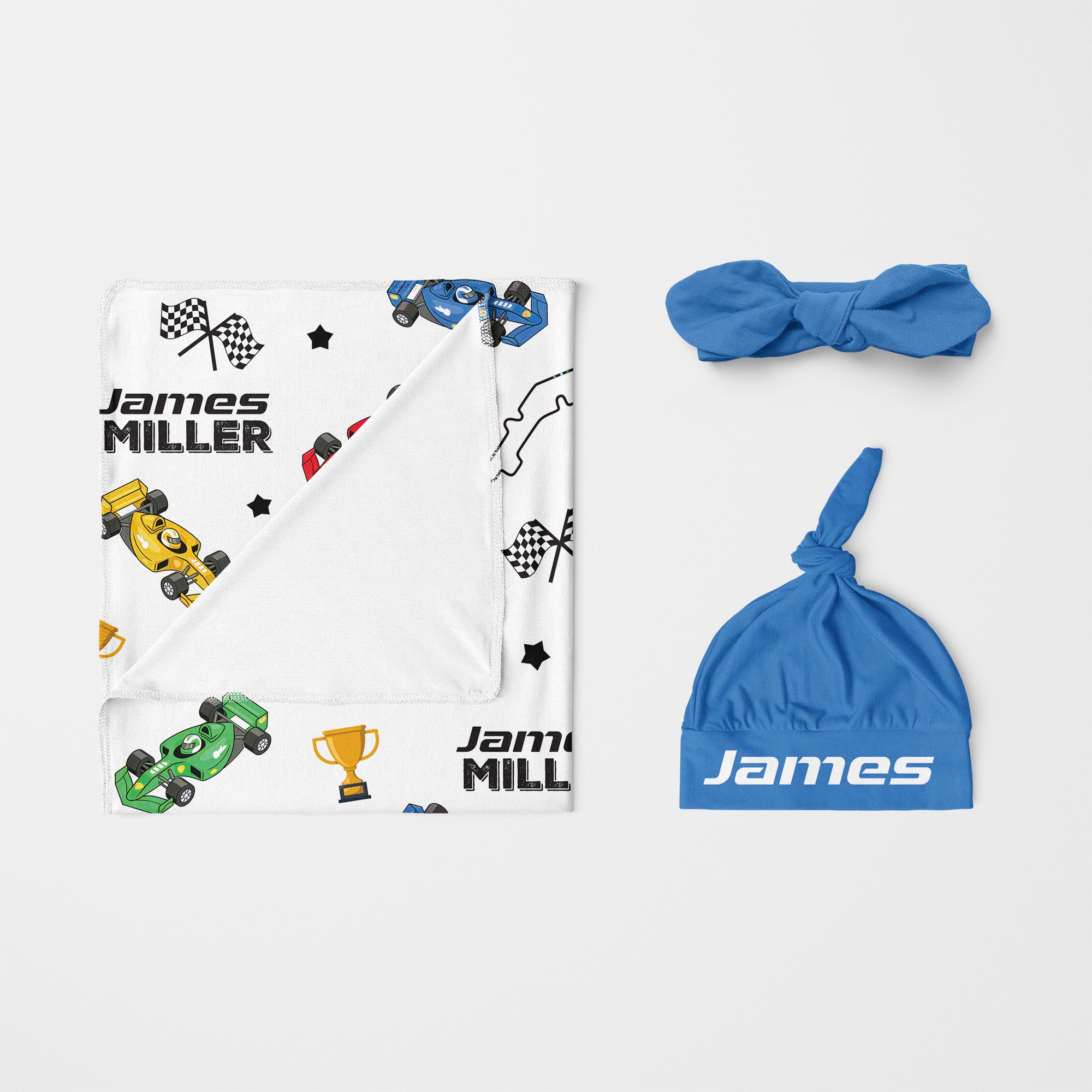 Personalized Swaddle in Pit Crew