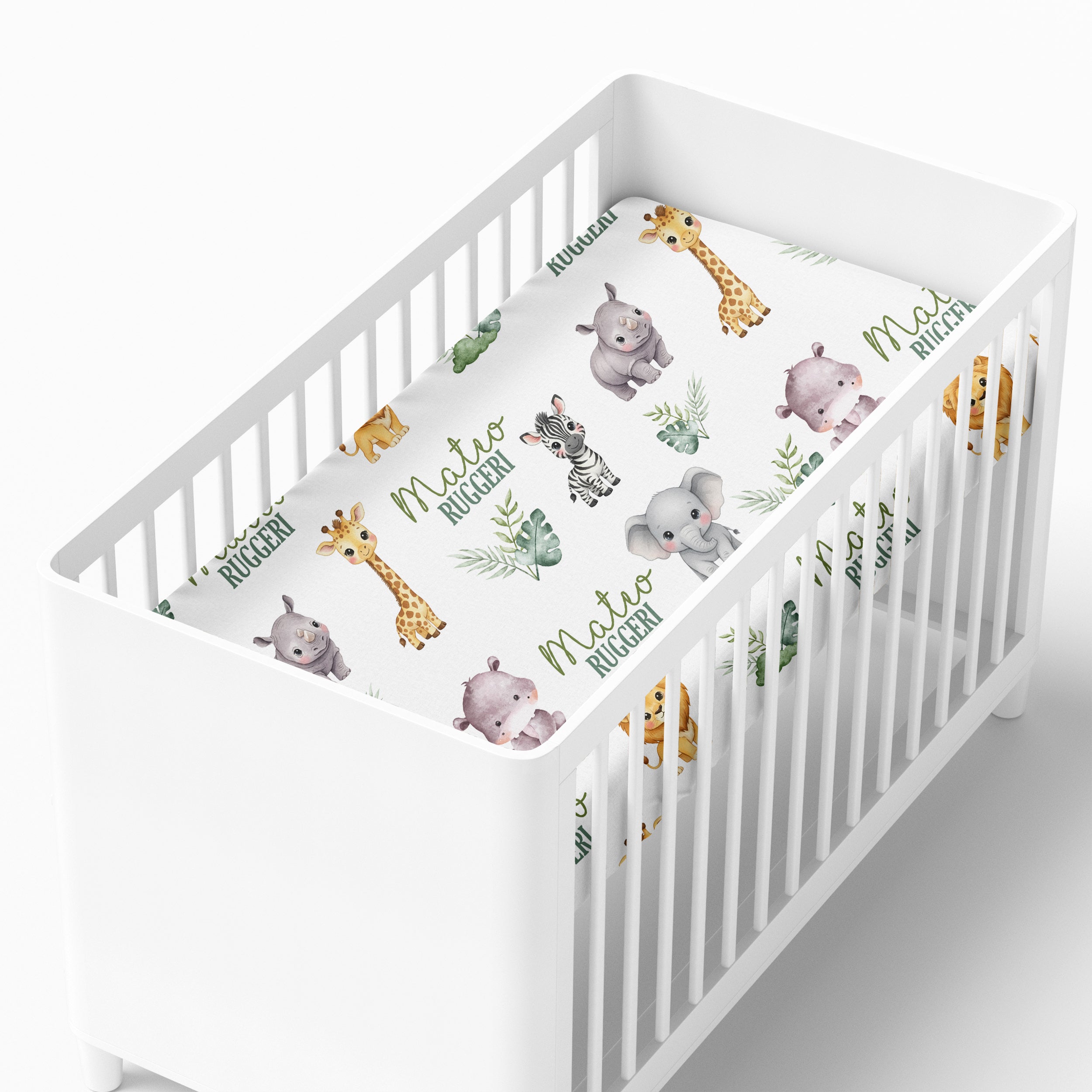 Personalized Crib Sheet in Safari Animal