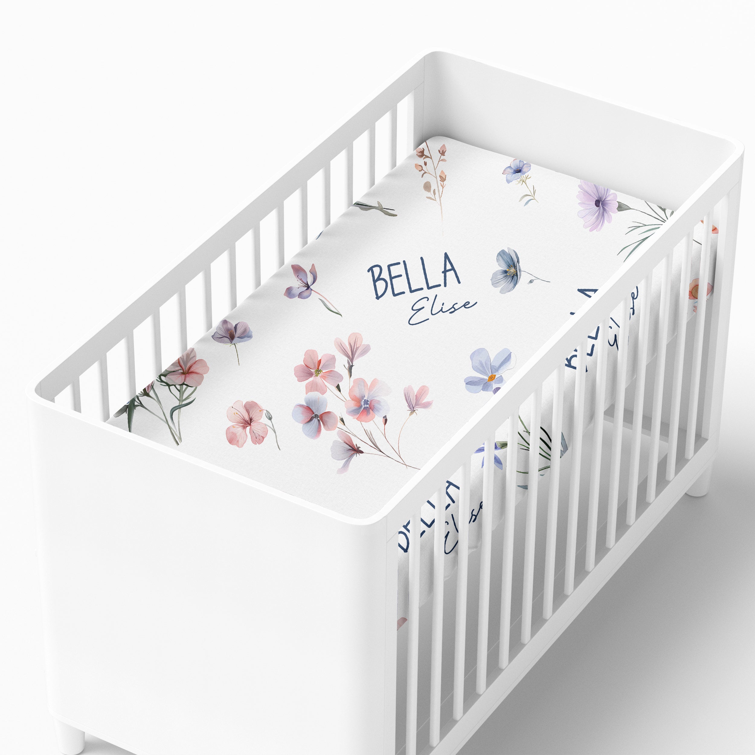 Personalized Crib Sheet in Pretty Wildflower