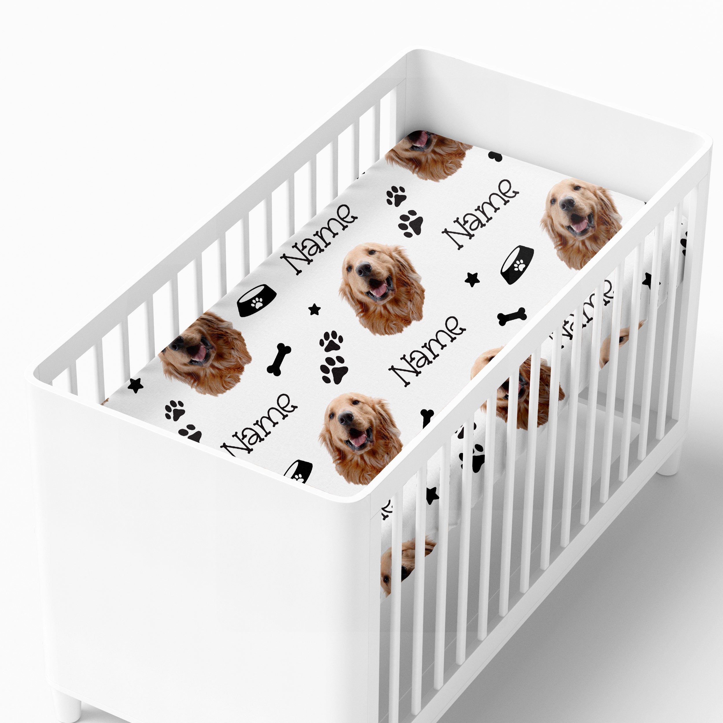 Personalized Crib Sheet in Custom Dog Portrait