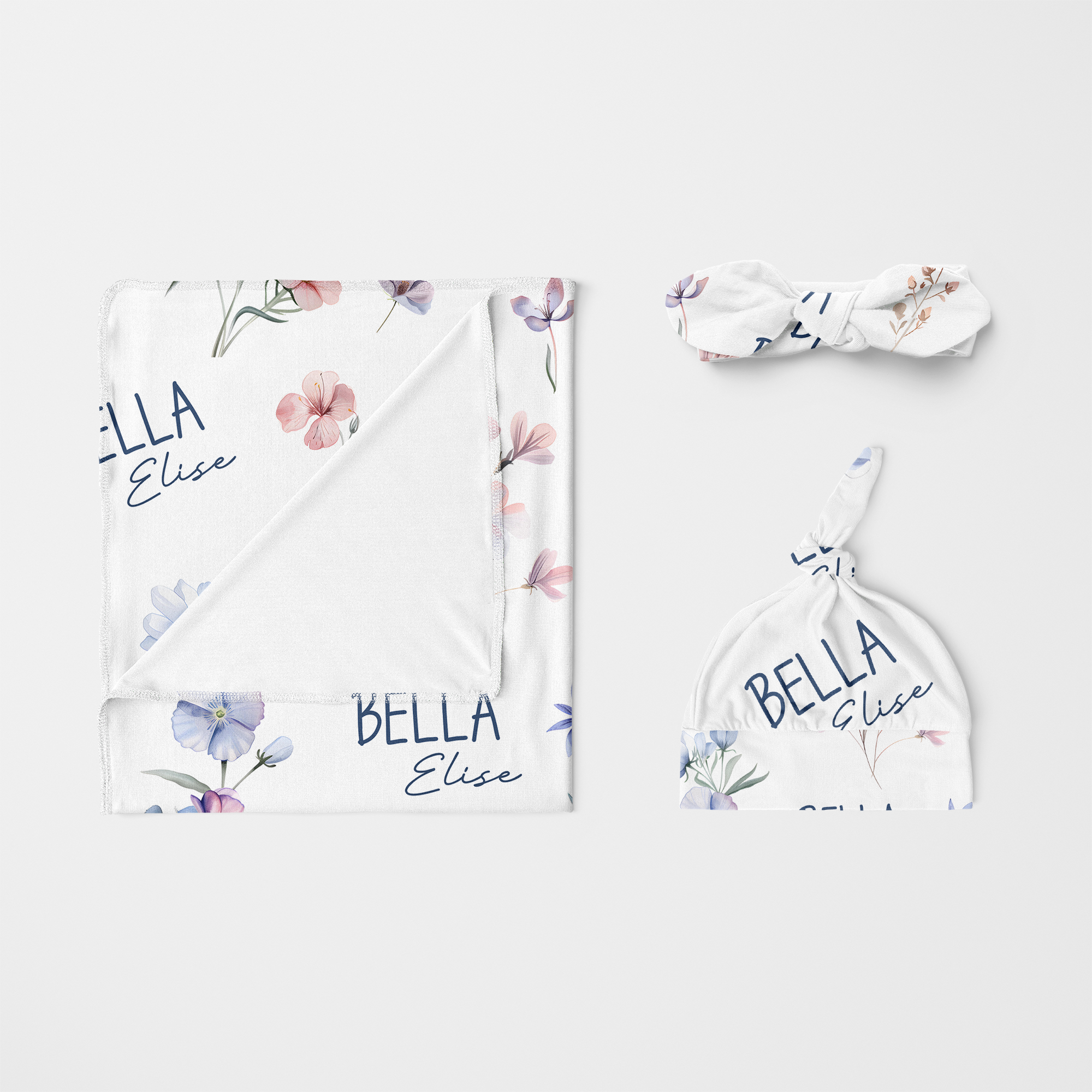 Personalized Swaddle in Pretty Wildflower
