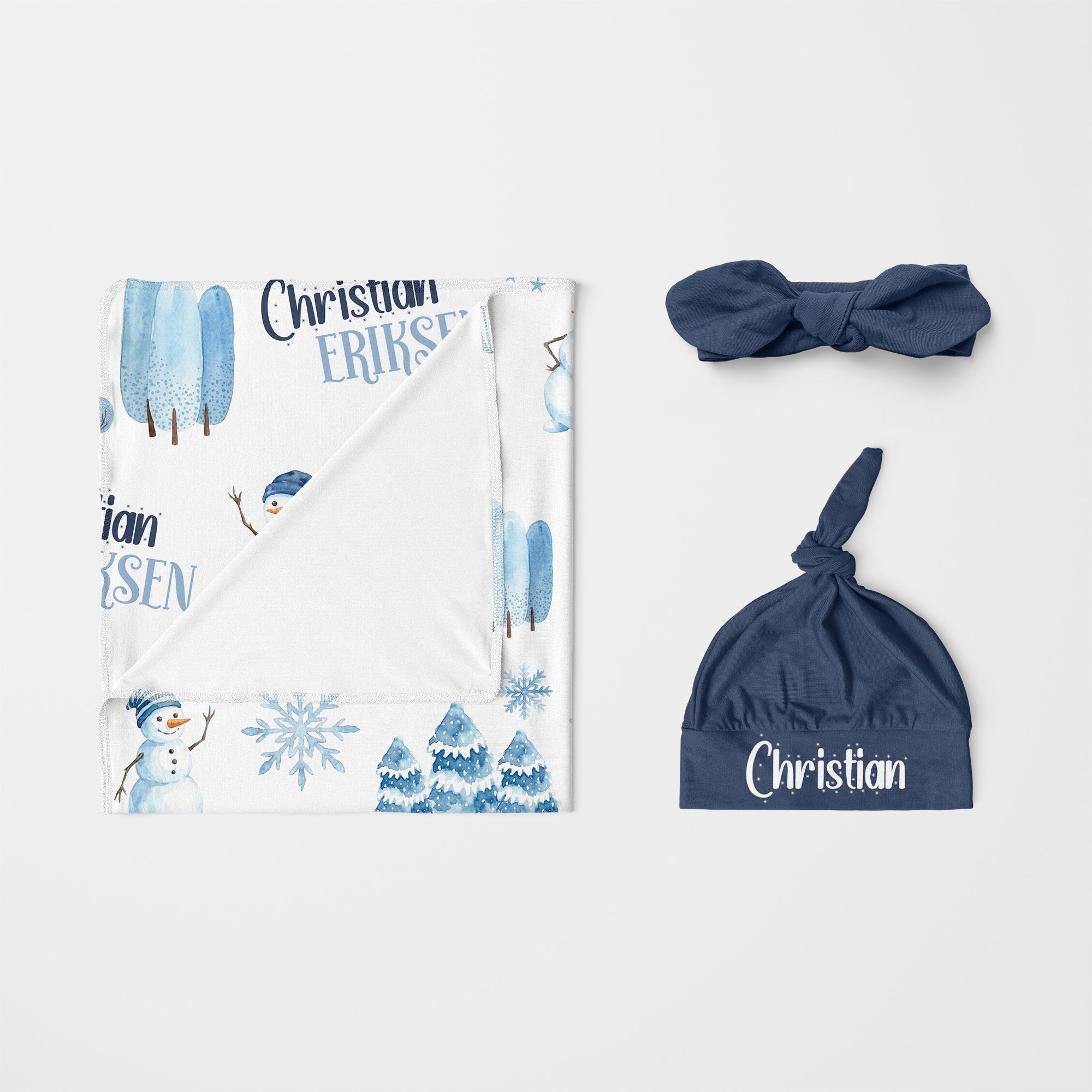 Personalized Knotted Hat in Frosty Navy