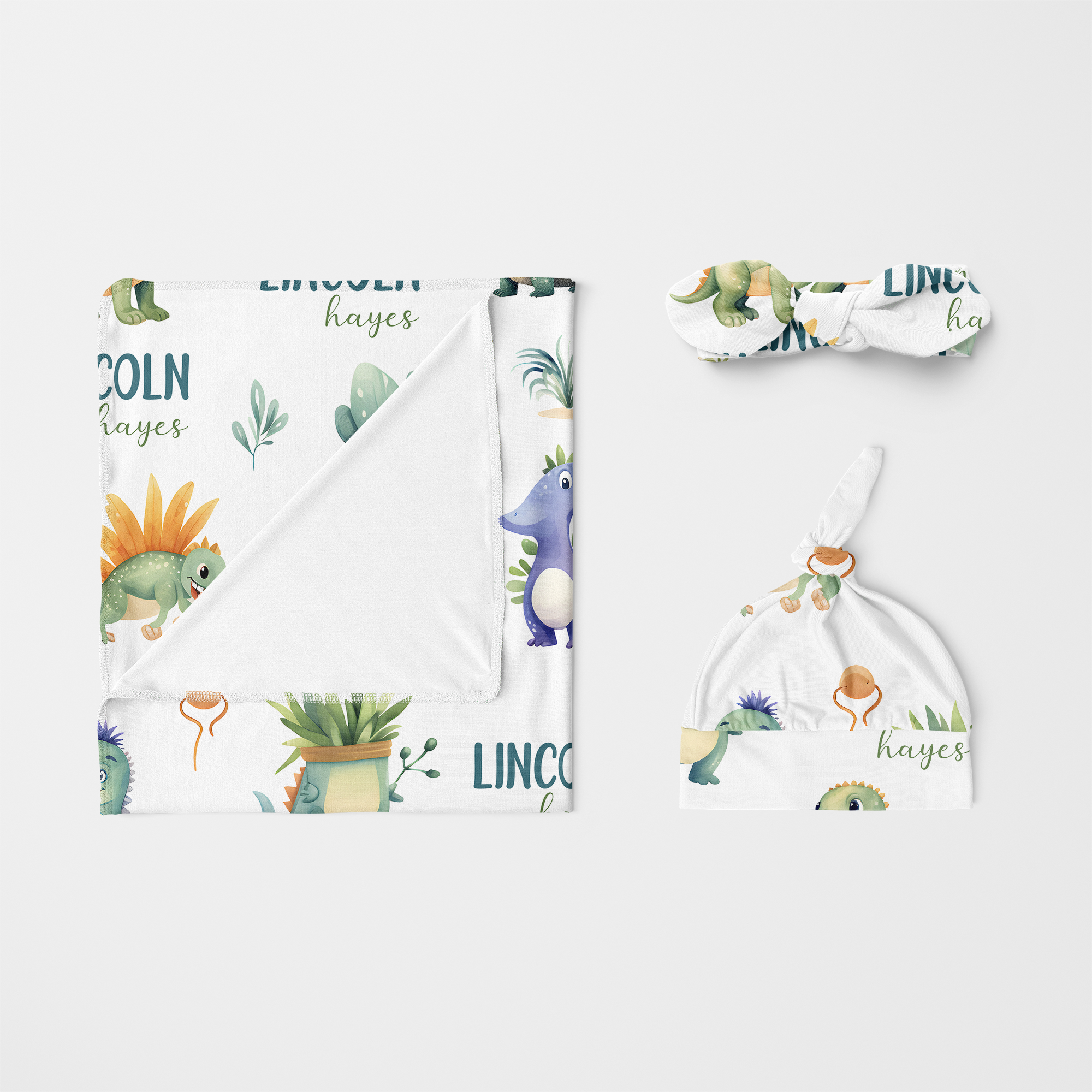 Personalized Knotted Hat in Dinosaur Boy