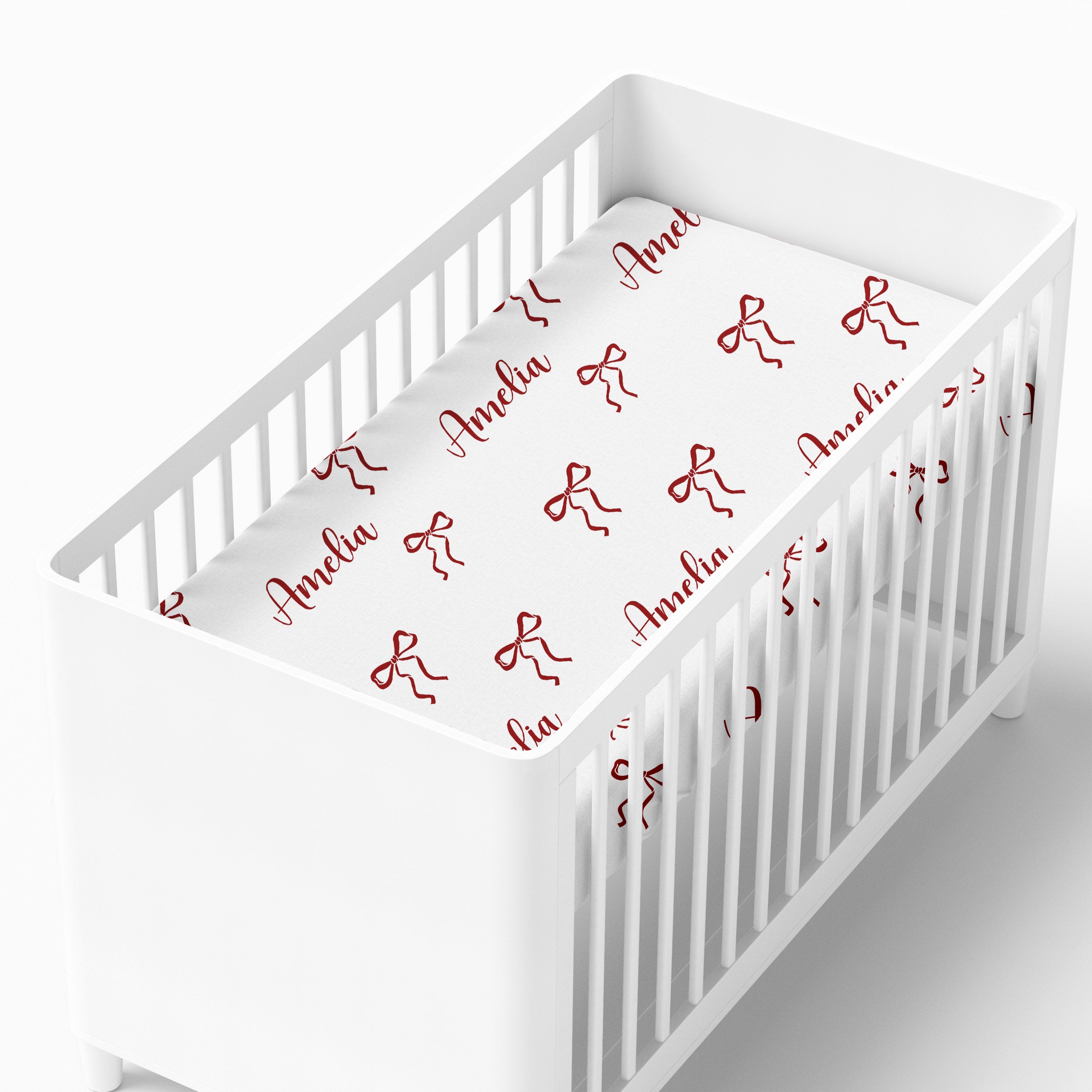 Personalized Crib Sheet in Coquette Ribbon