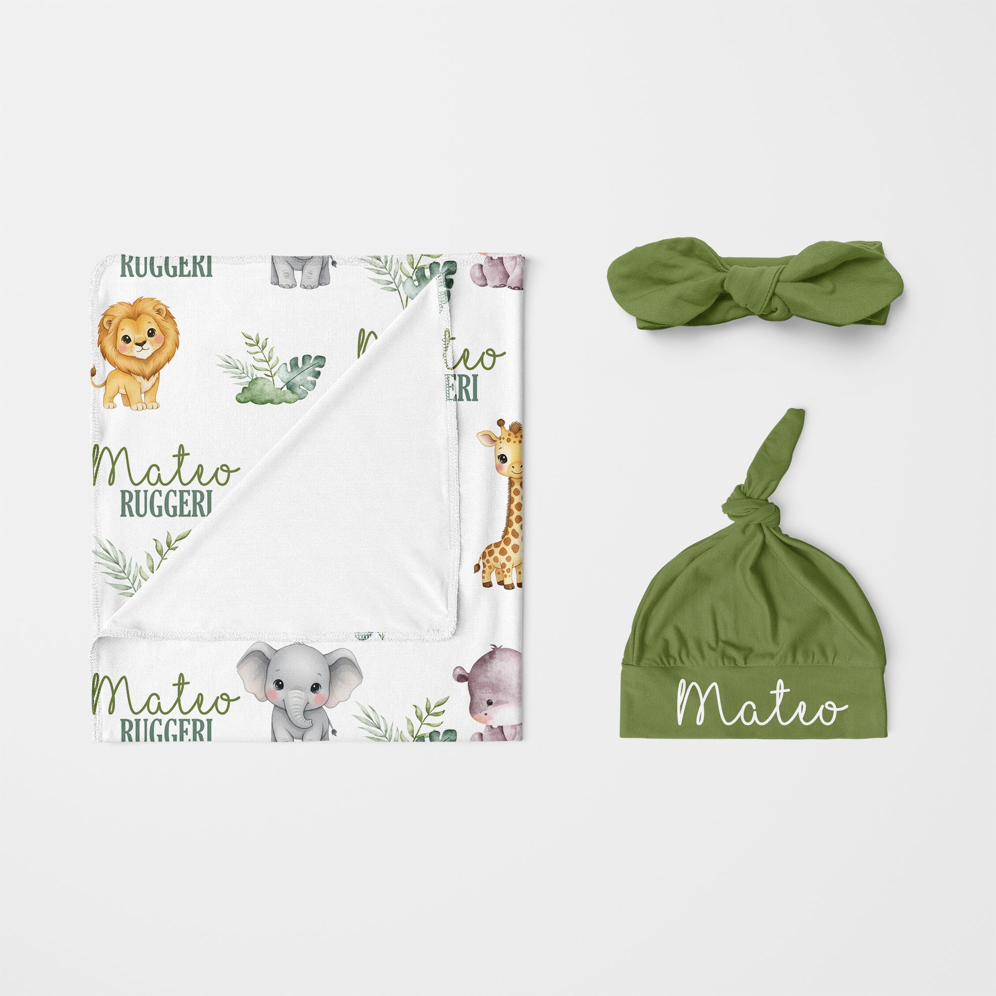 Personalized Swaddle in Safari Animal