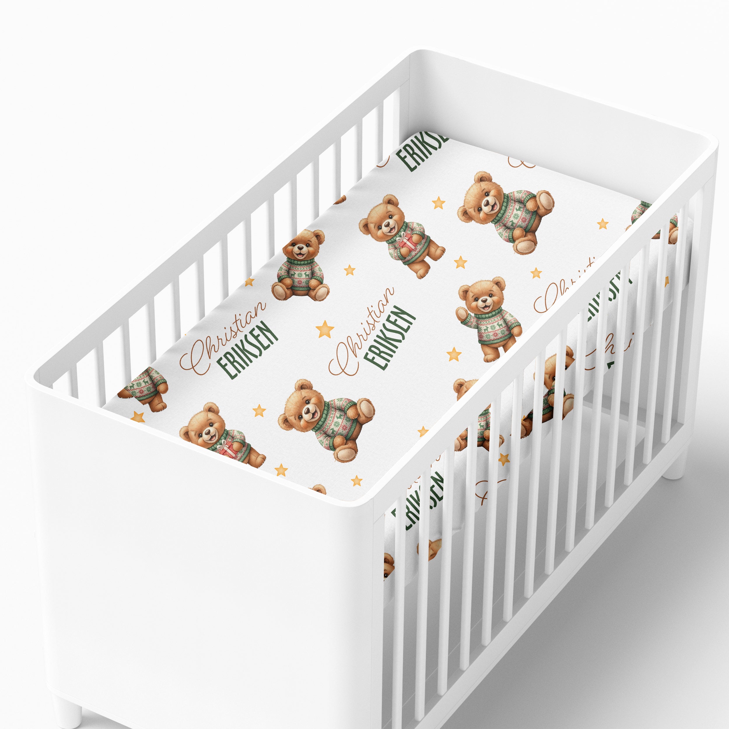Personalized Crib Sheet in Cozy Bear