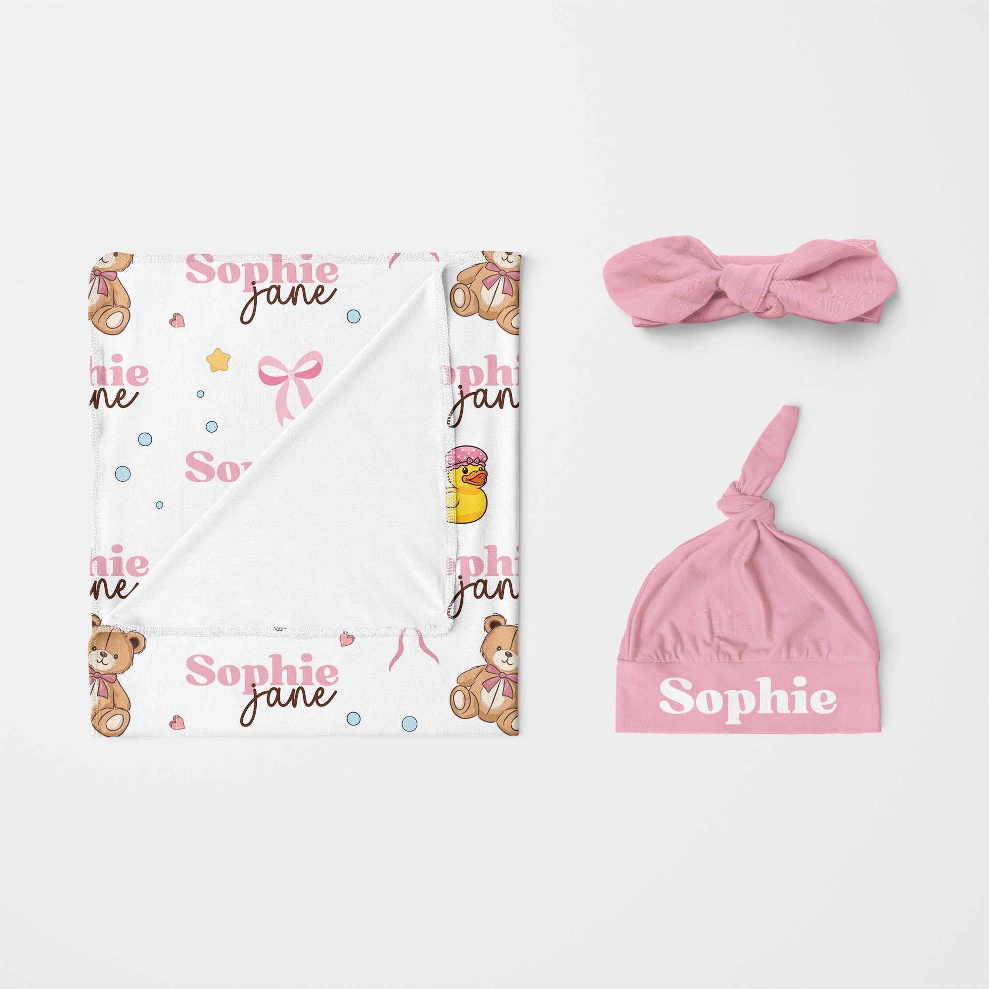 Personalized Swaddle in Bathtime Besties