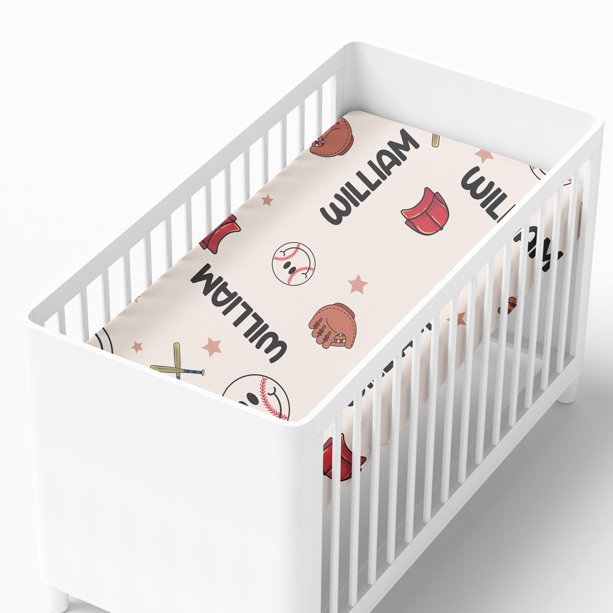 Personalized Crib Sheet in Baseball