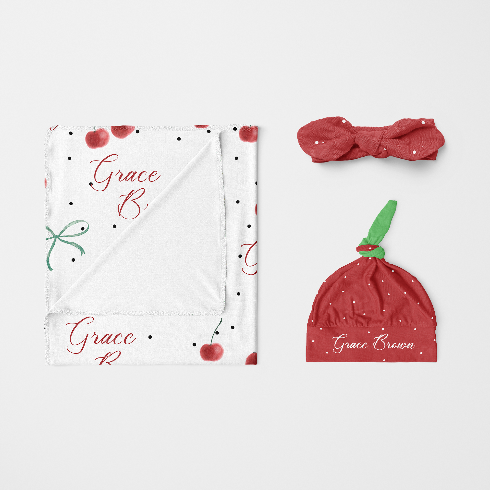 Personalized Knotted Hat in Cherry