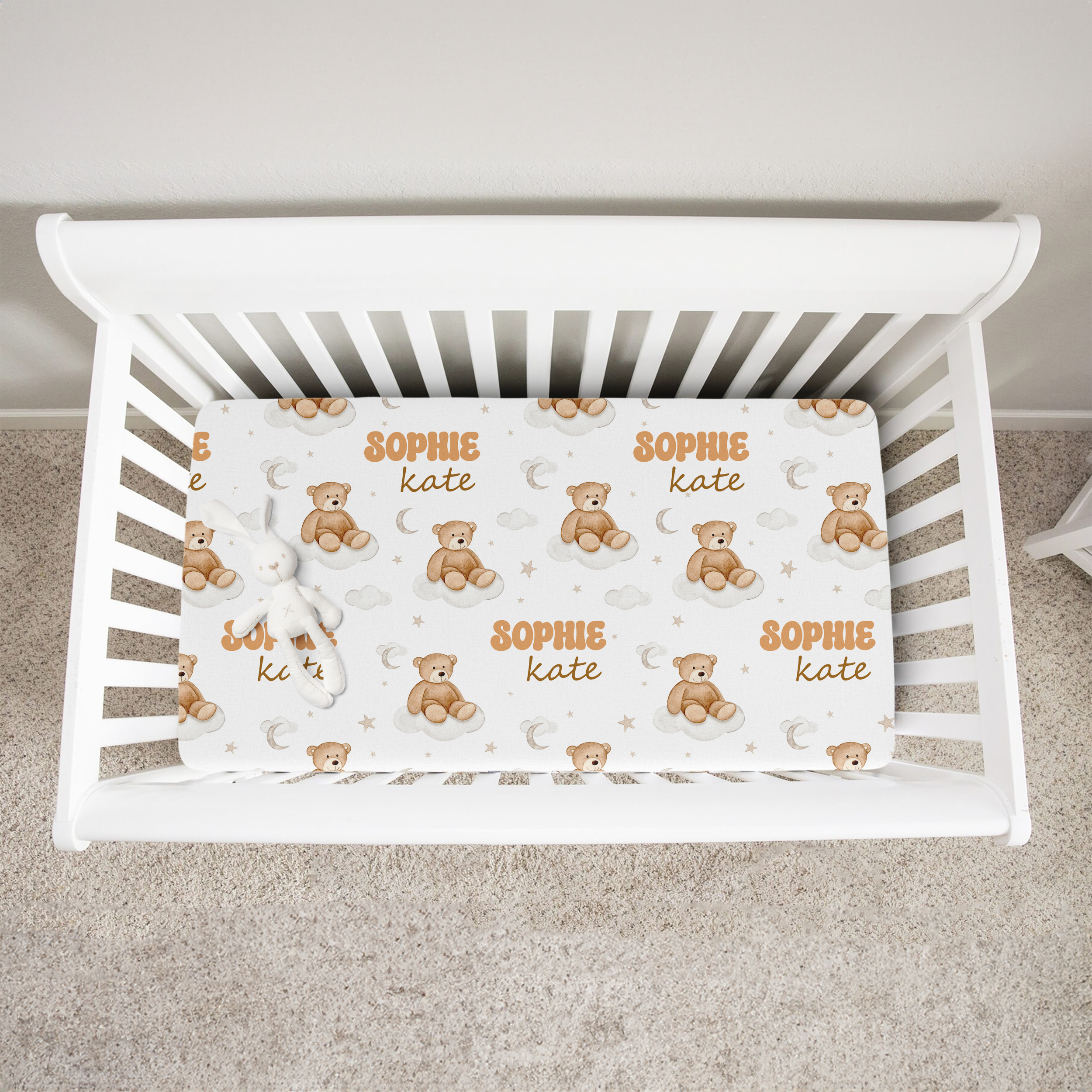 Personalized Crib Sheet in Teddy Bear