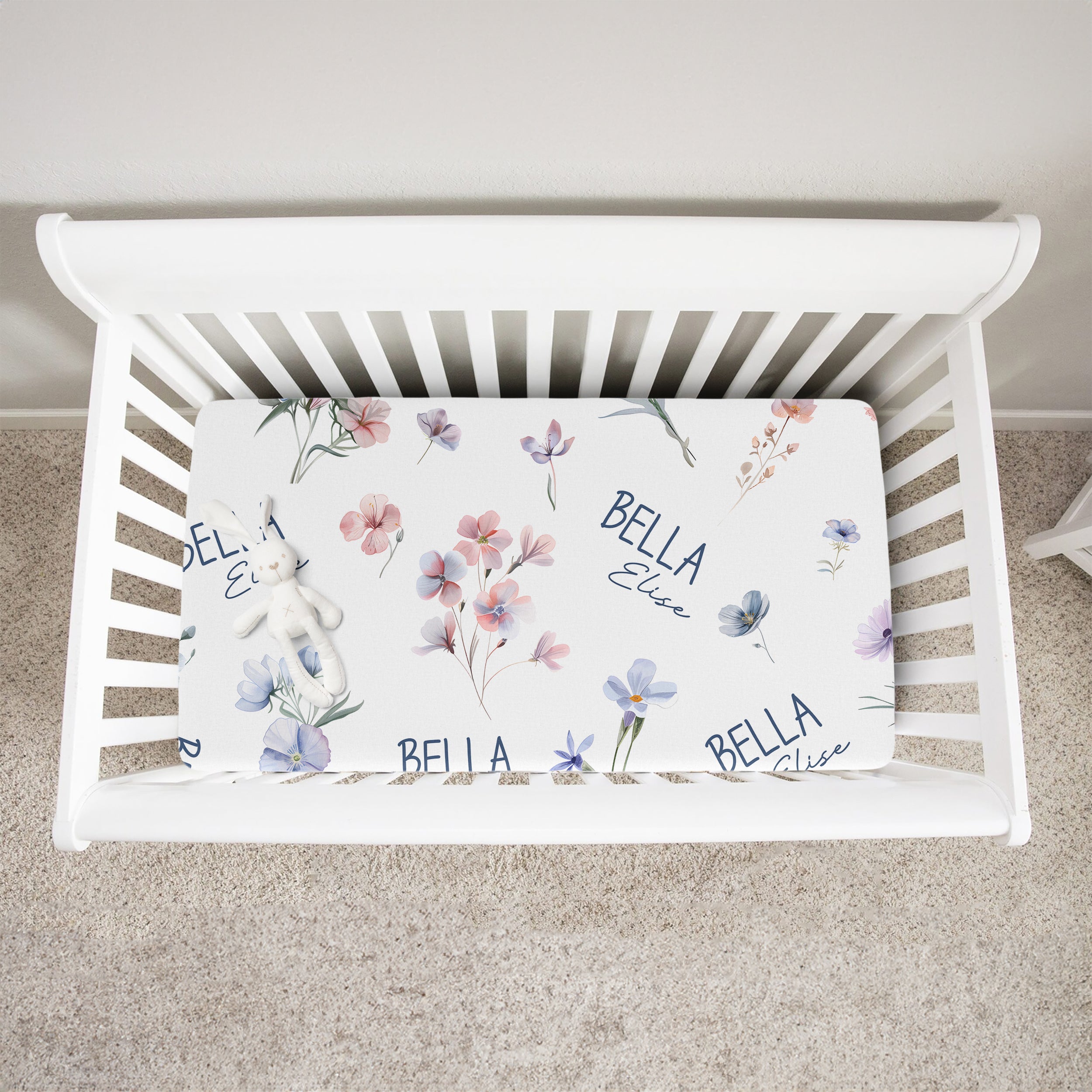 Pretty Wildflower Floral Personalized Crib Sheet