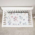 Personalized Crib Sheet in Pretty Wildflower