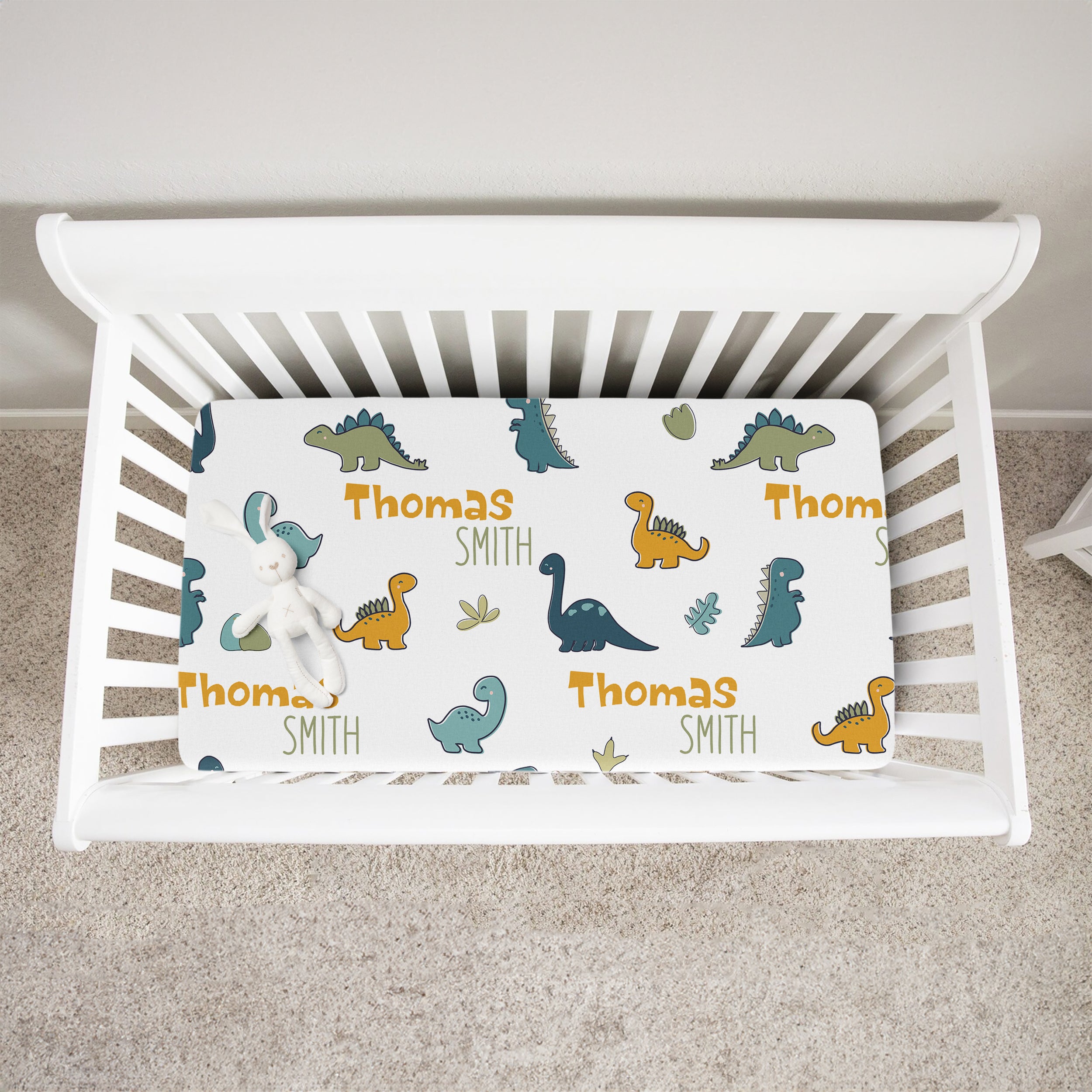 Mini Dinosaur Personalized Crib Sheet