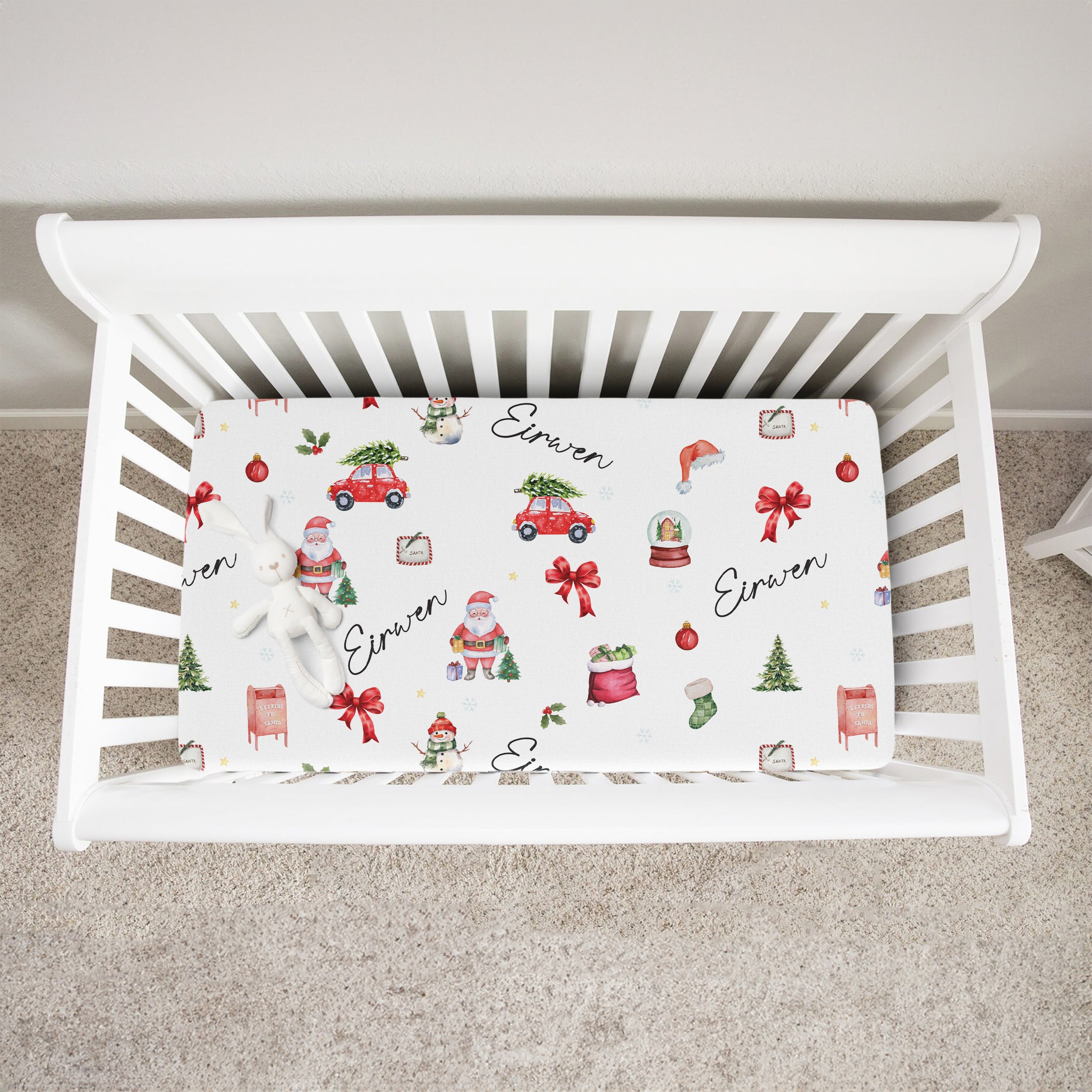 Personalized Crib Sheet in Christmas Day