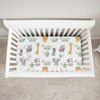 Personalized Crib Sheet in Safari Animal