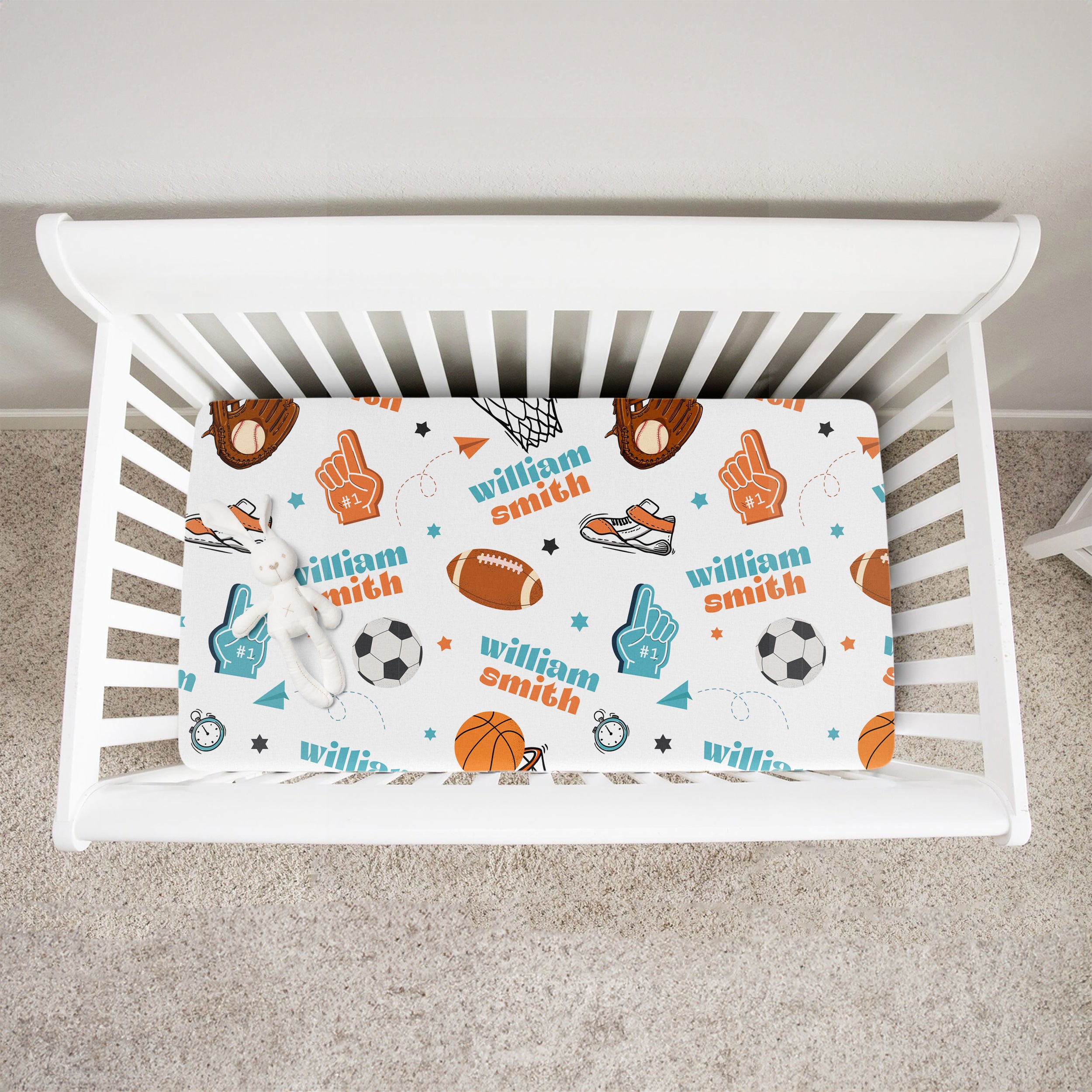 Half Time Personalized Crib Sheet