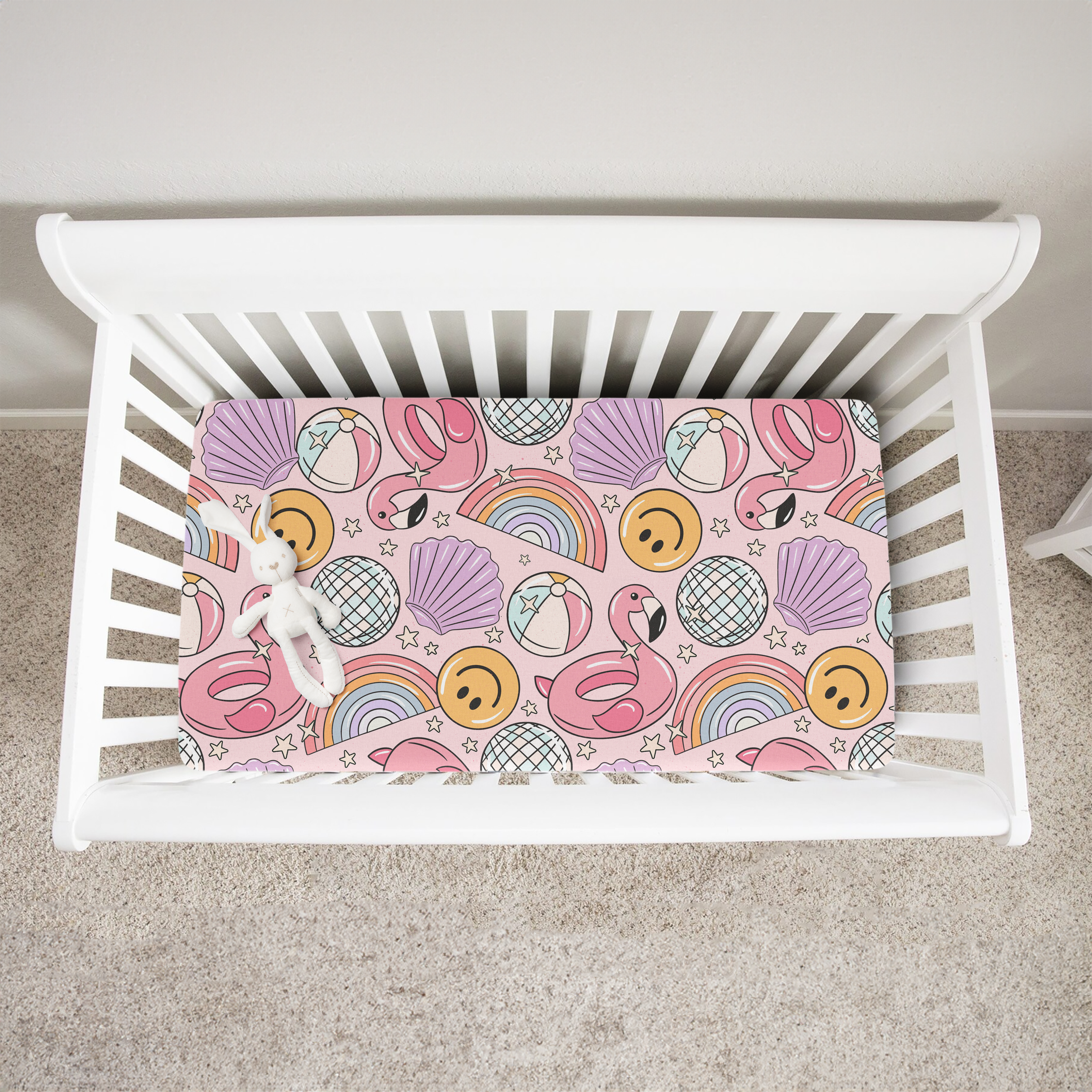 Flamingo Pool Float Crib Sheet