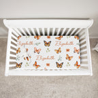 Personalized Crib Sheet in Orange Butterfly