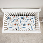 Personalized Crib Sheet in Construction Vehicle