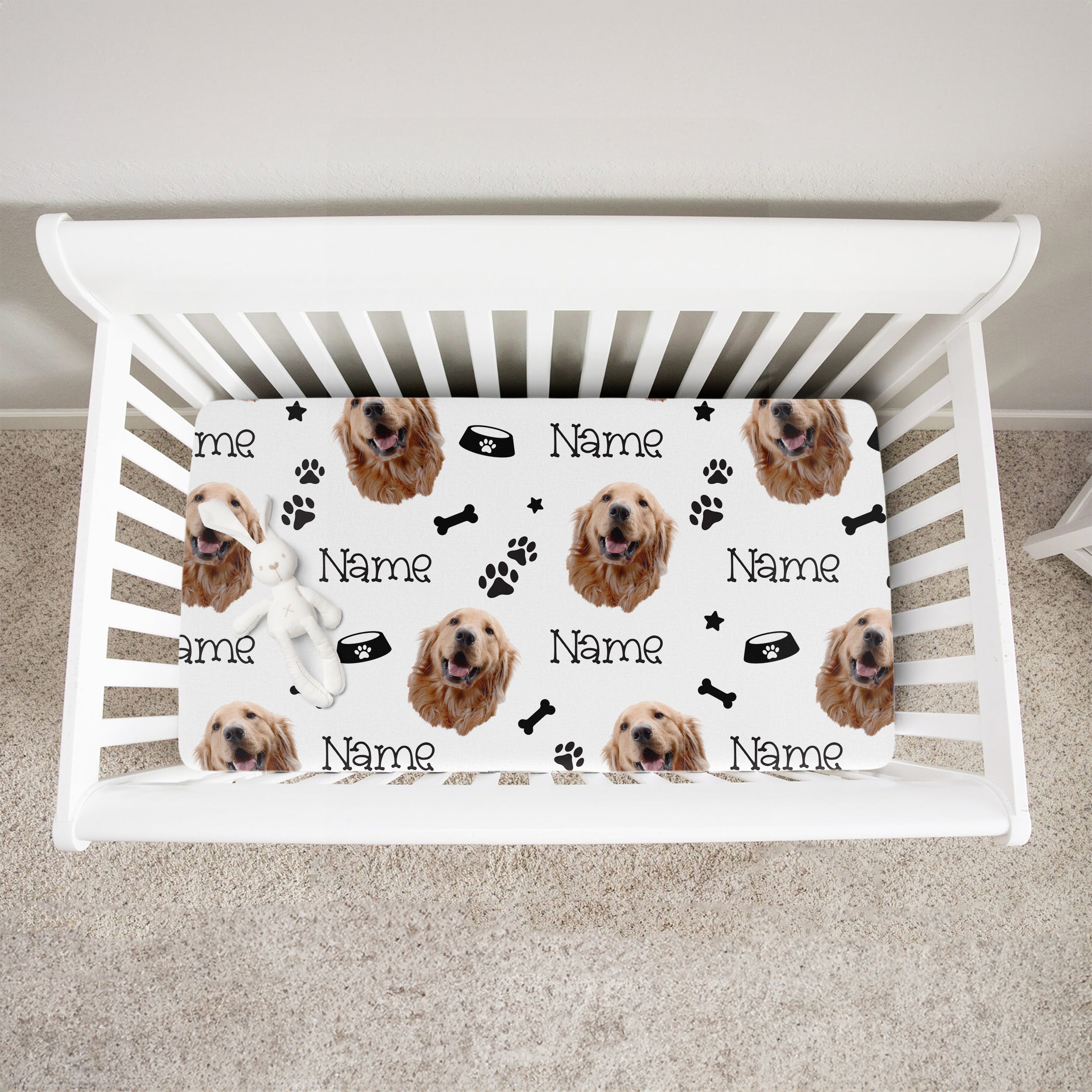 Dog Portrait Personalized Crib Sheet