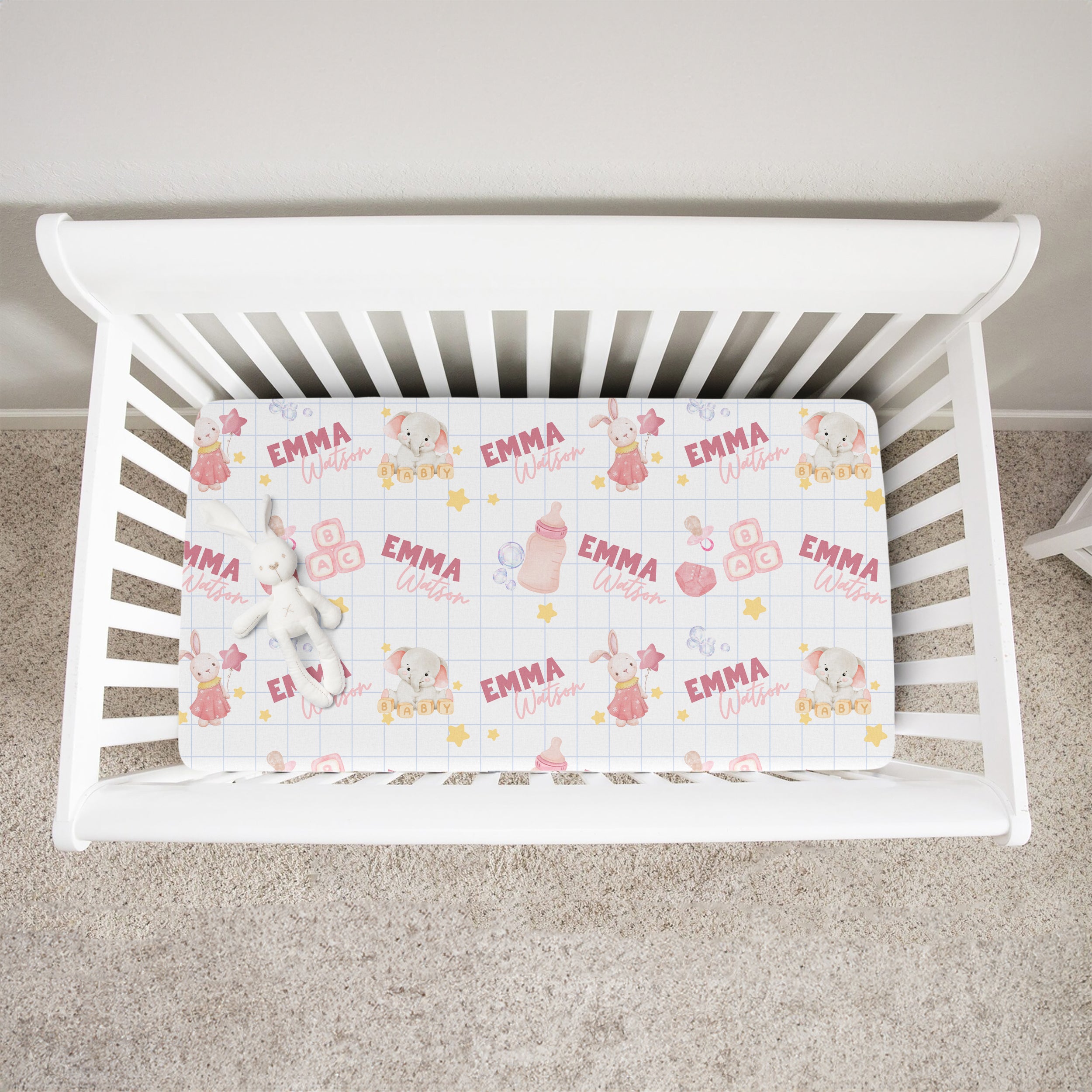 Pink Milk Drunk Personalized Crib Sheet