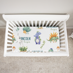 Personalized Crib Sheet in Dinosaur Boy