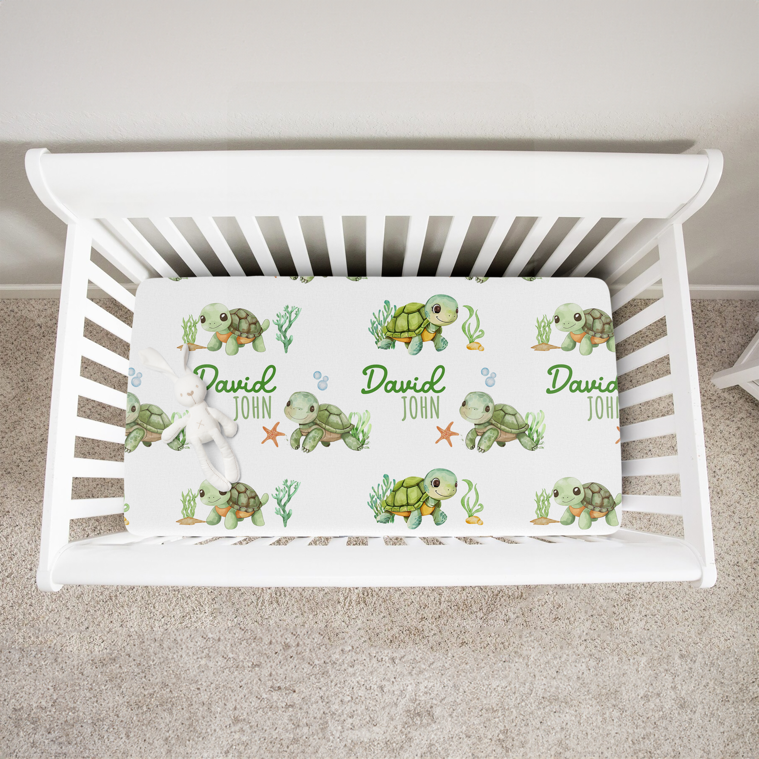 Sea Turtle Personalized Crib Sheet