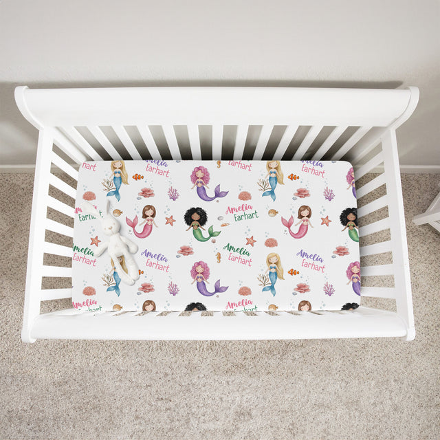 Personalized Crib Sheet in Little Mermaid