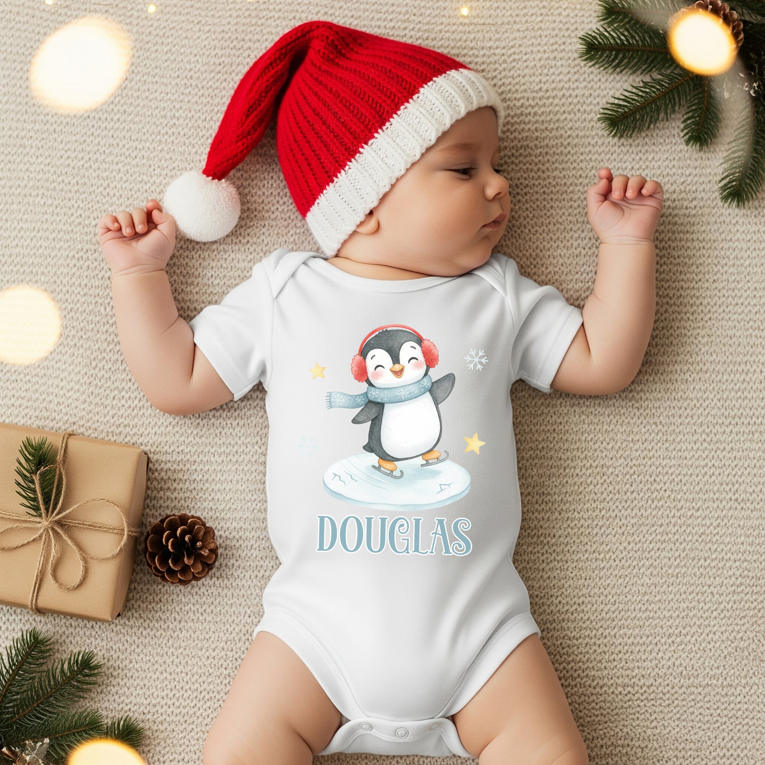 Personalized Graphic Bodysuit in Snow Penguin