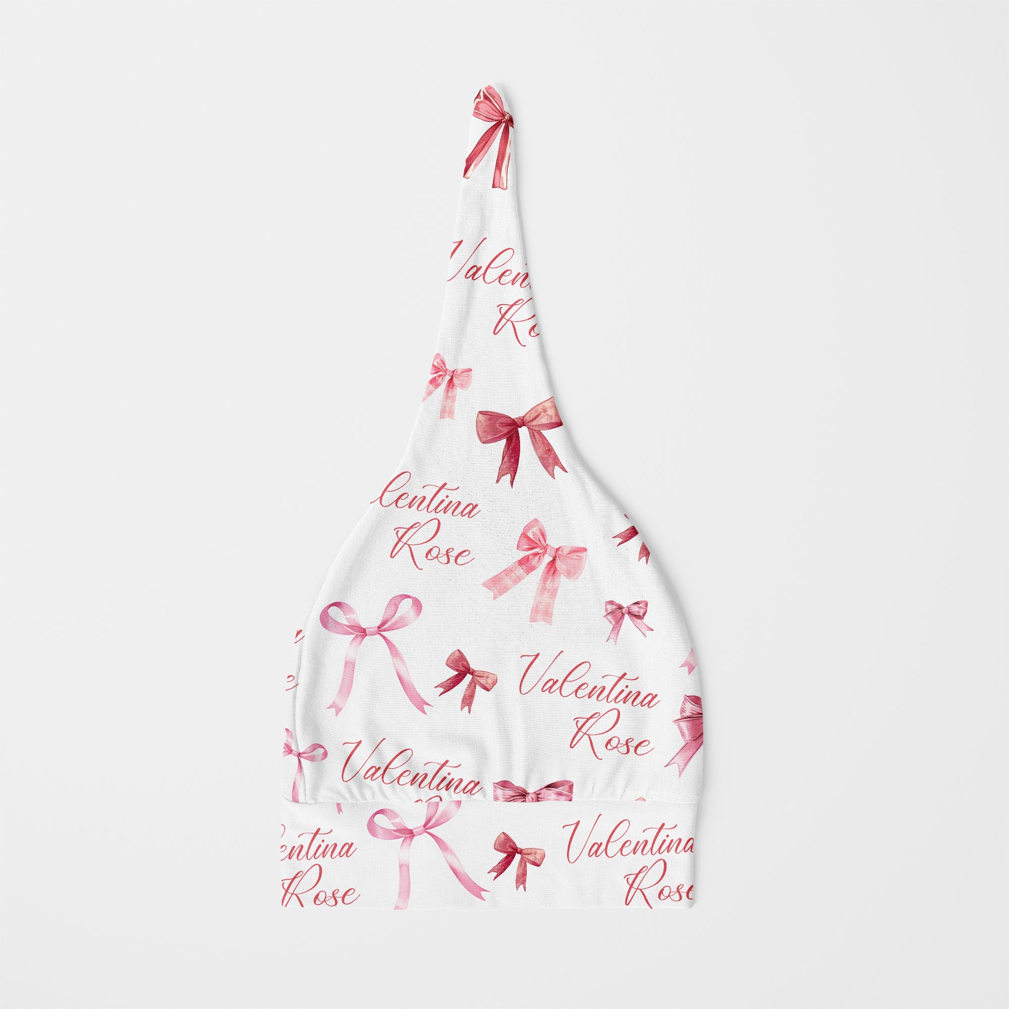 Personalized Knotted Hat in White Coquette Bow