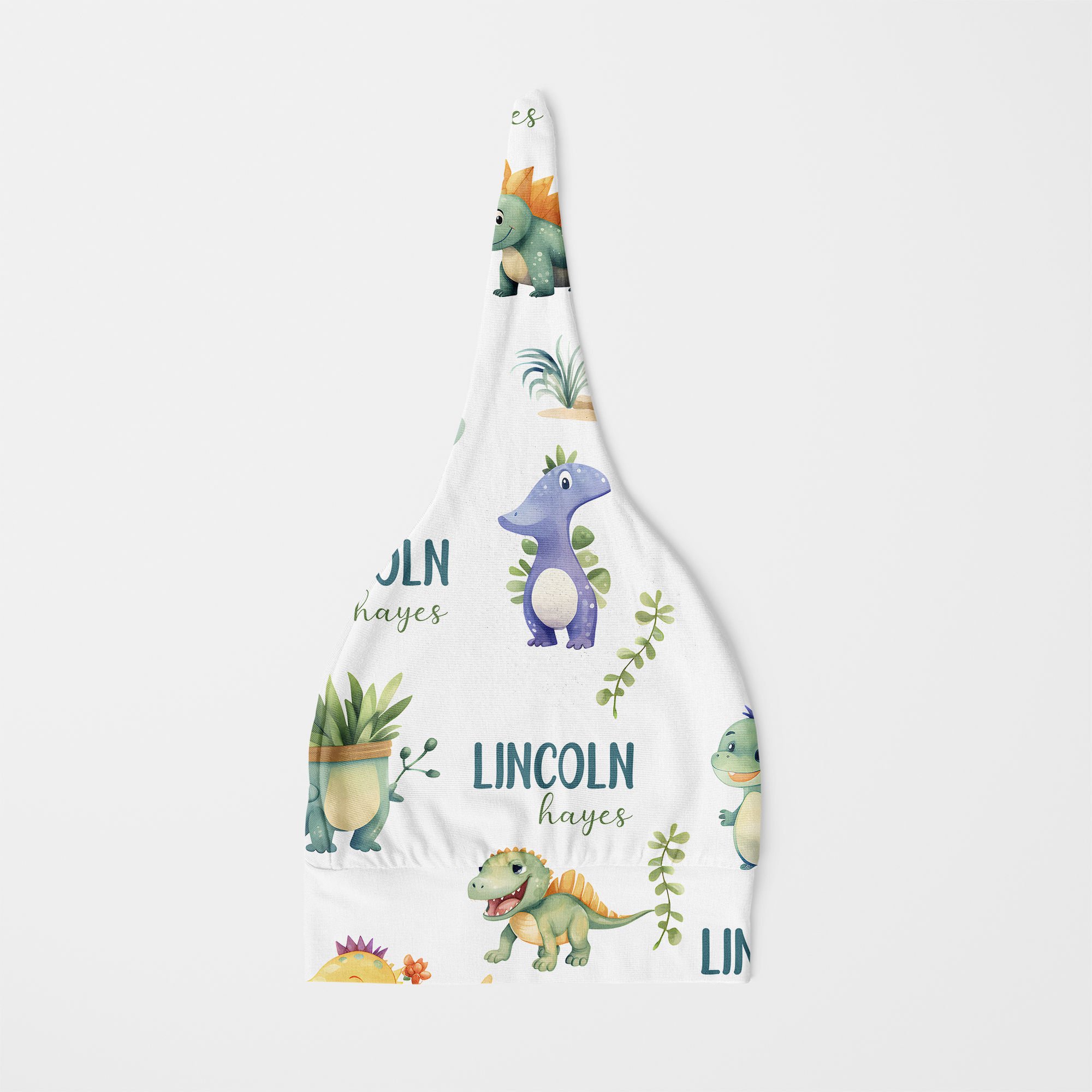 Personalized Knotted Hat in Dinosaur Boy