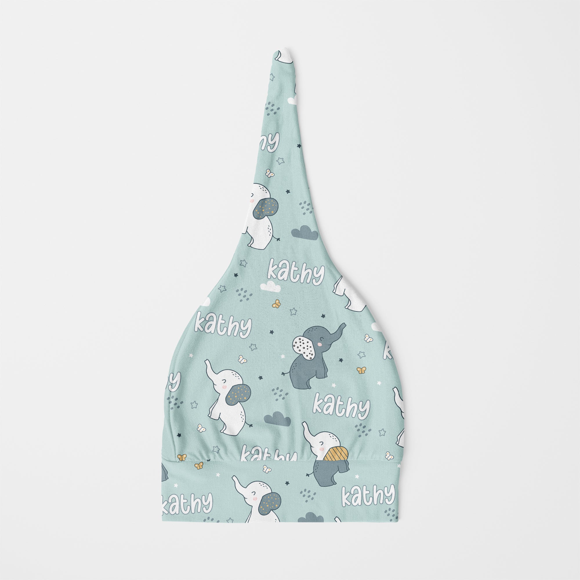 Personalized Knotted Hat in Elephant