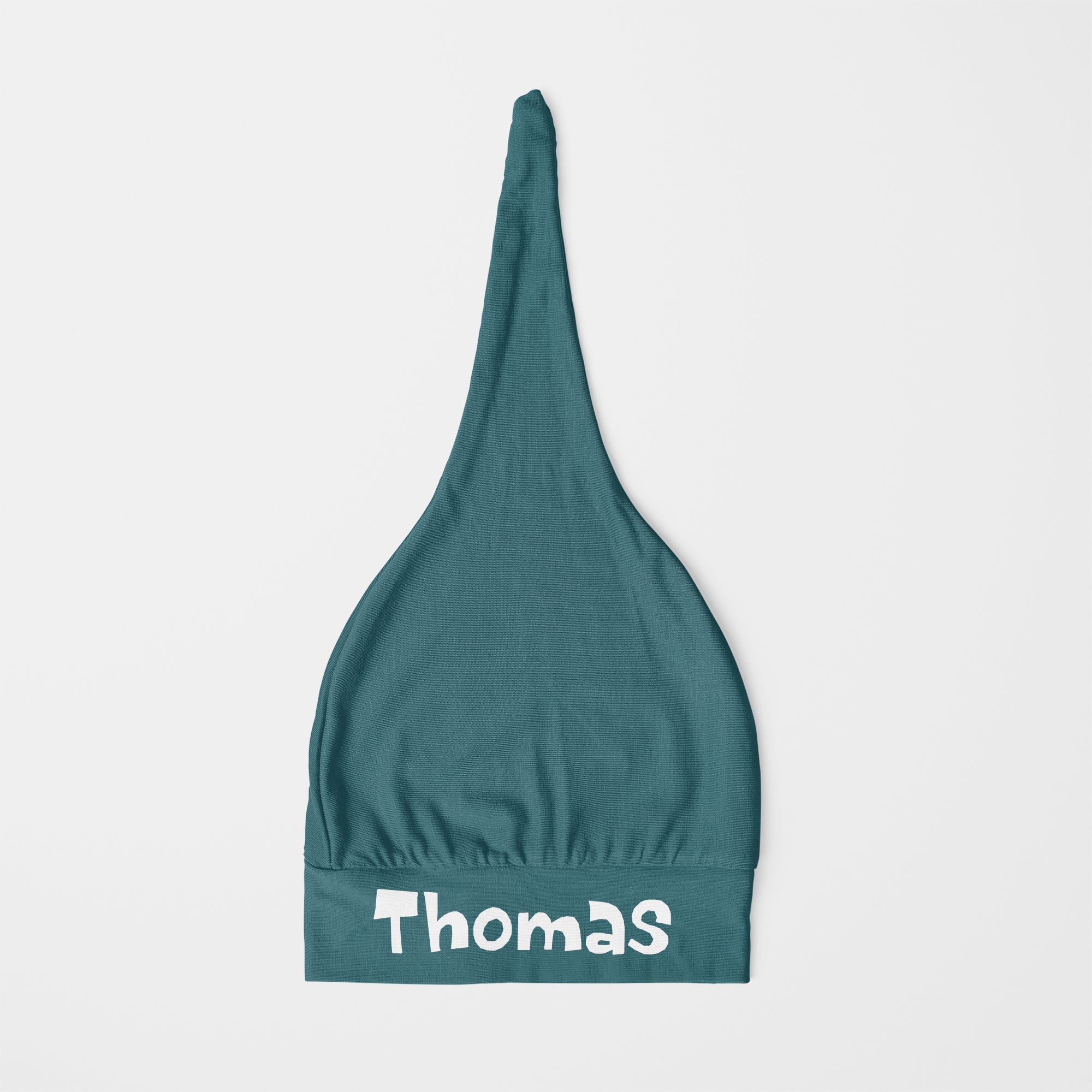 Personalized Knotted Hat in Deep Teal