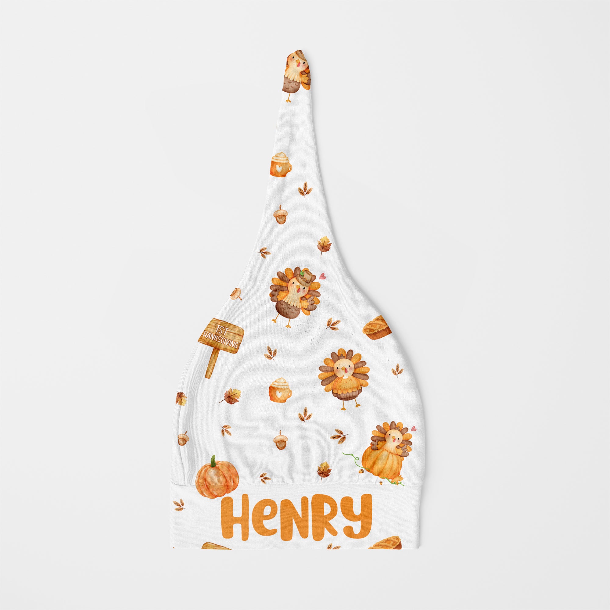 Personalized Knotted Hat in Babe's 1st Thanks Giving