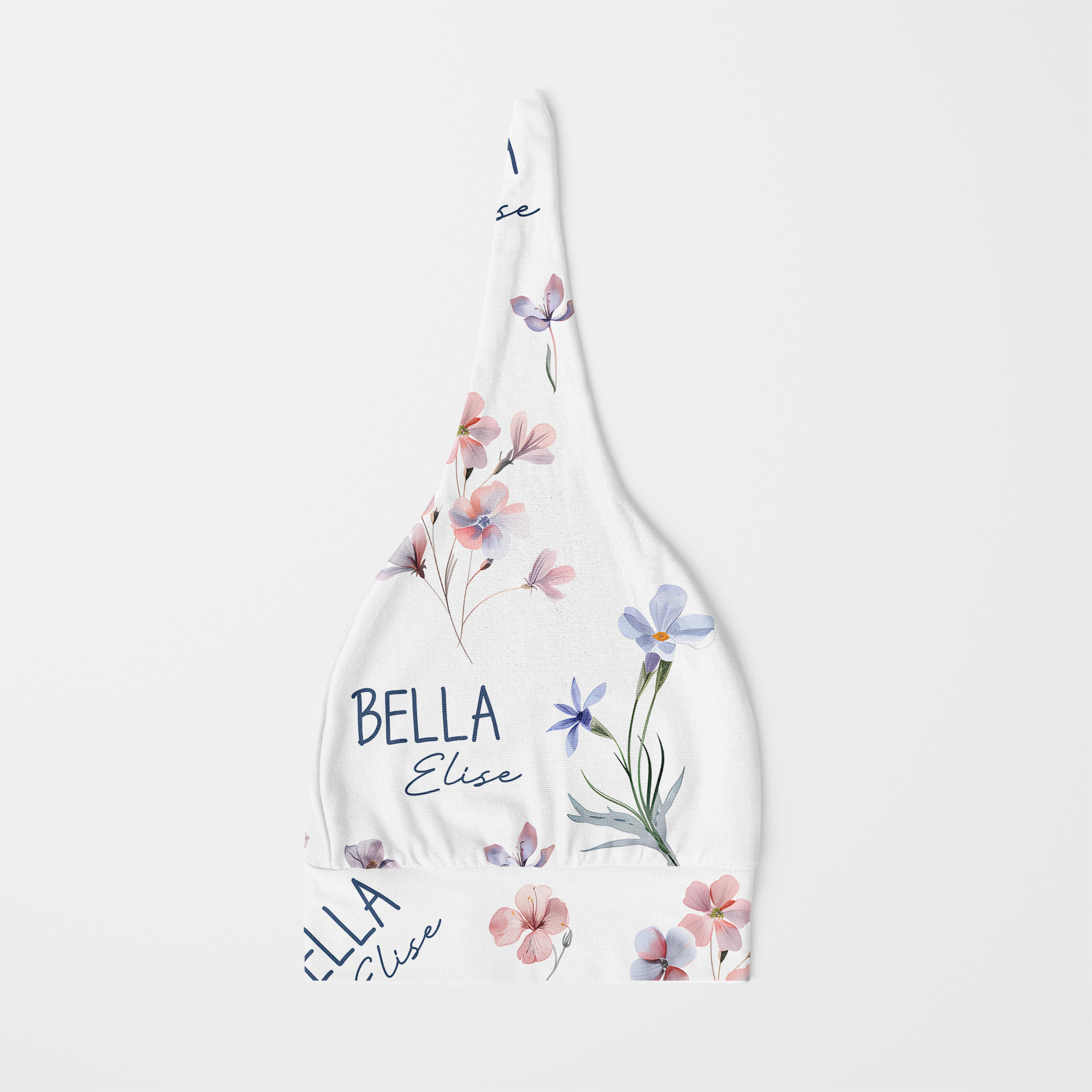 Personalized Knotted Hat in Pretty Wildflower