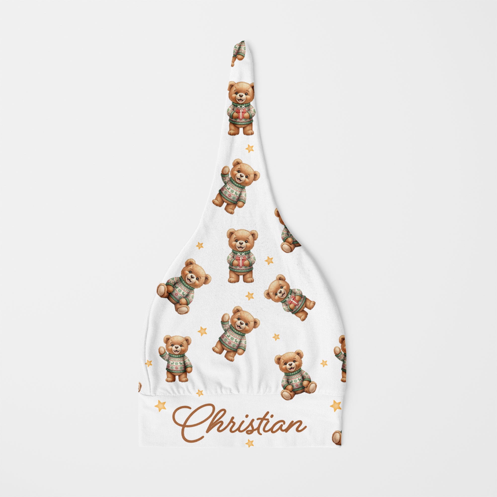 Personalized Knotted Hat in Cozy Bear